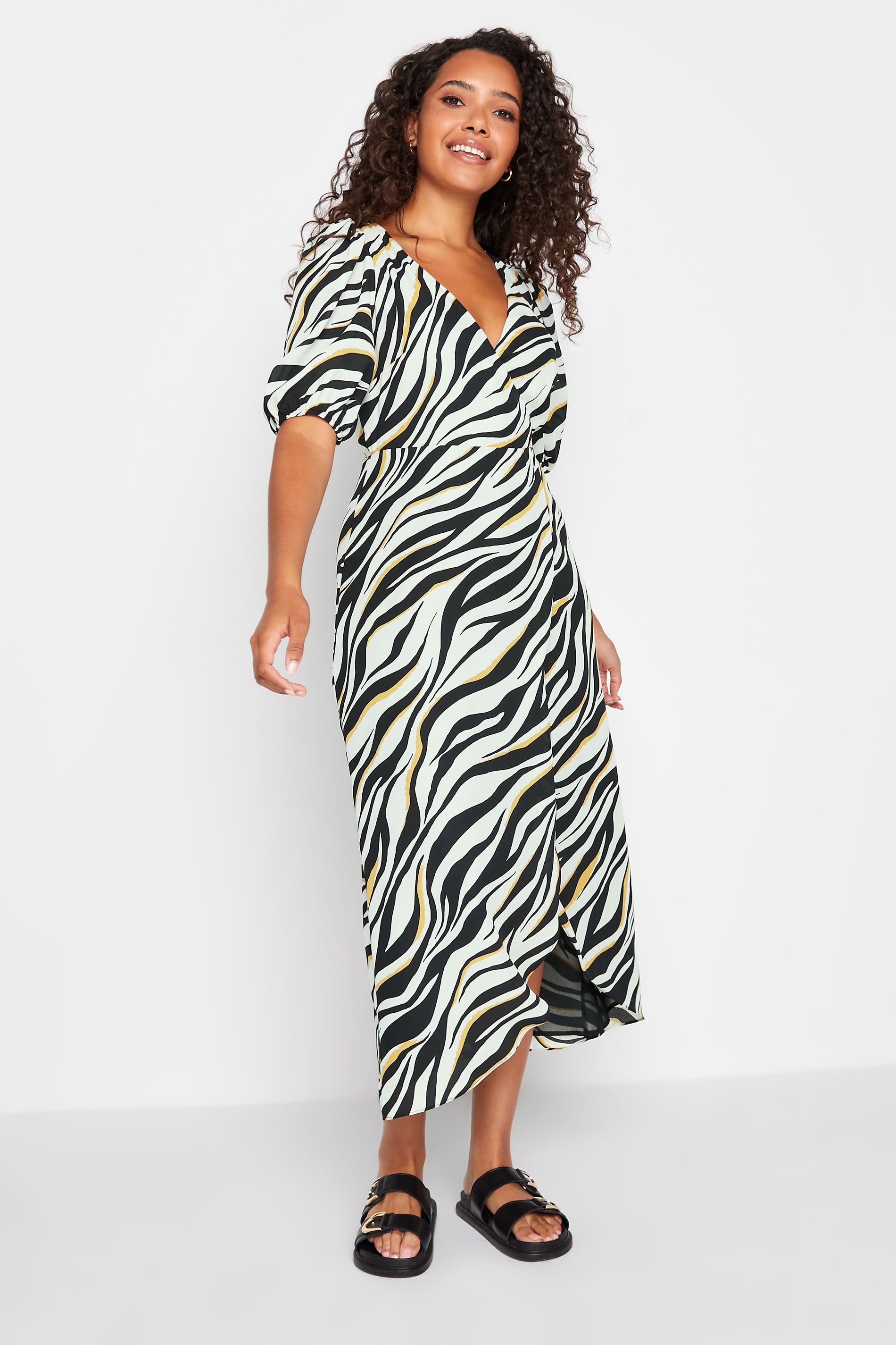 M&Co Black Zebra Print Wrap Dress | M&Co 2