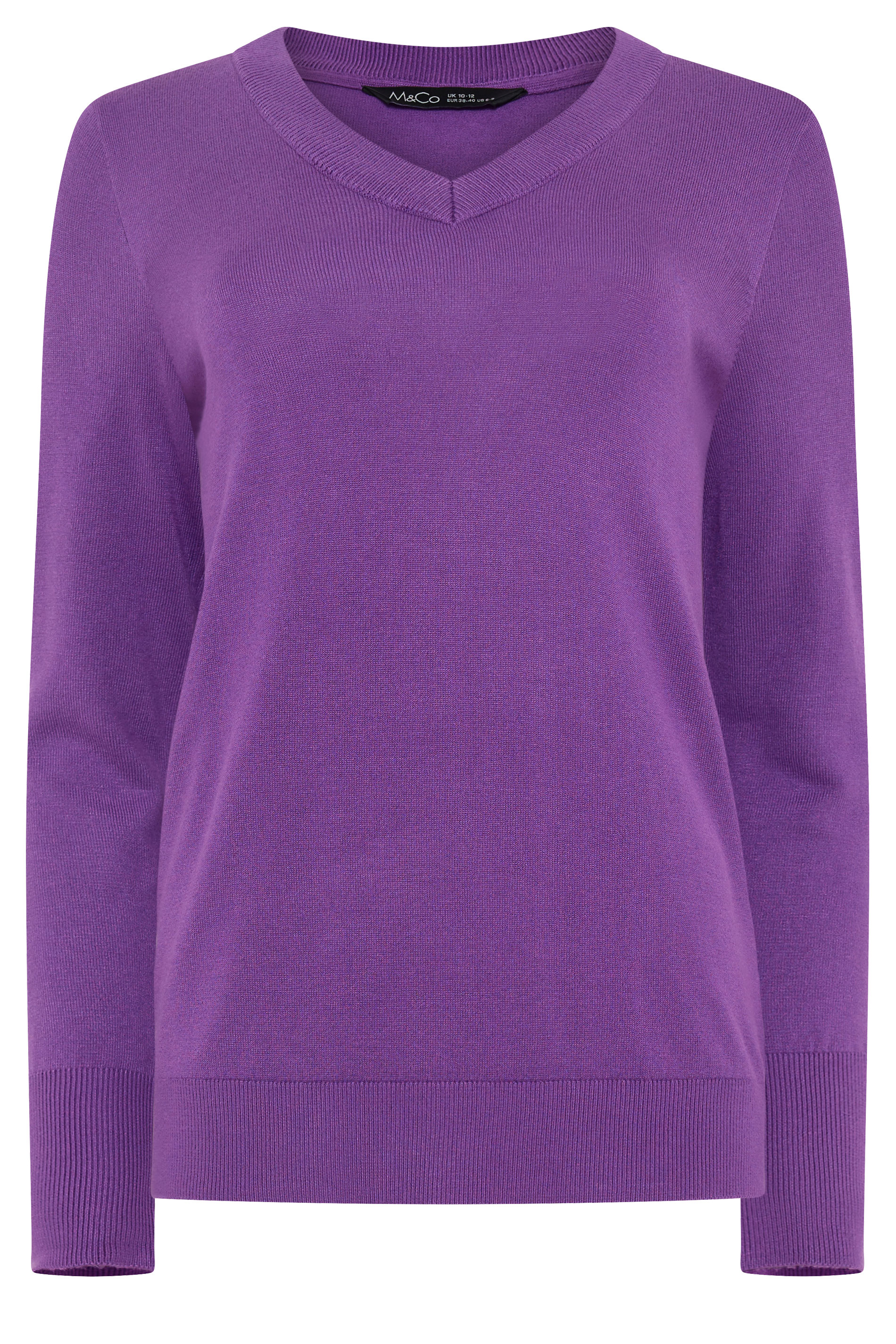 M&Co Purple V-Neck Long Sleeve Jumper | M&Co 5