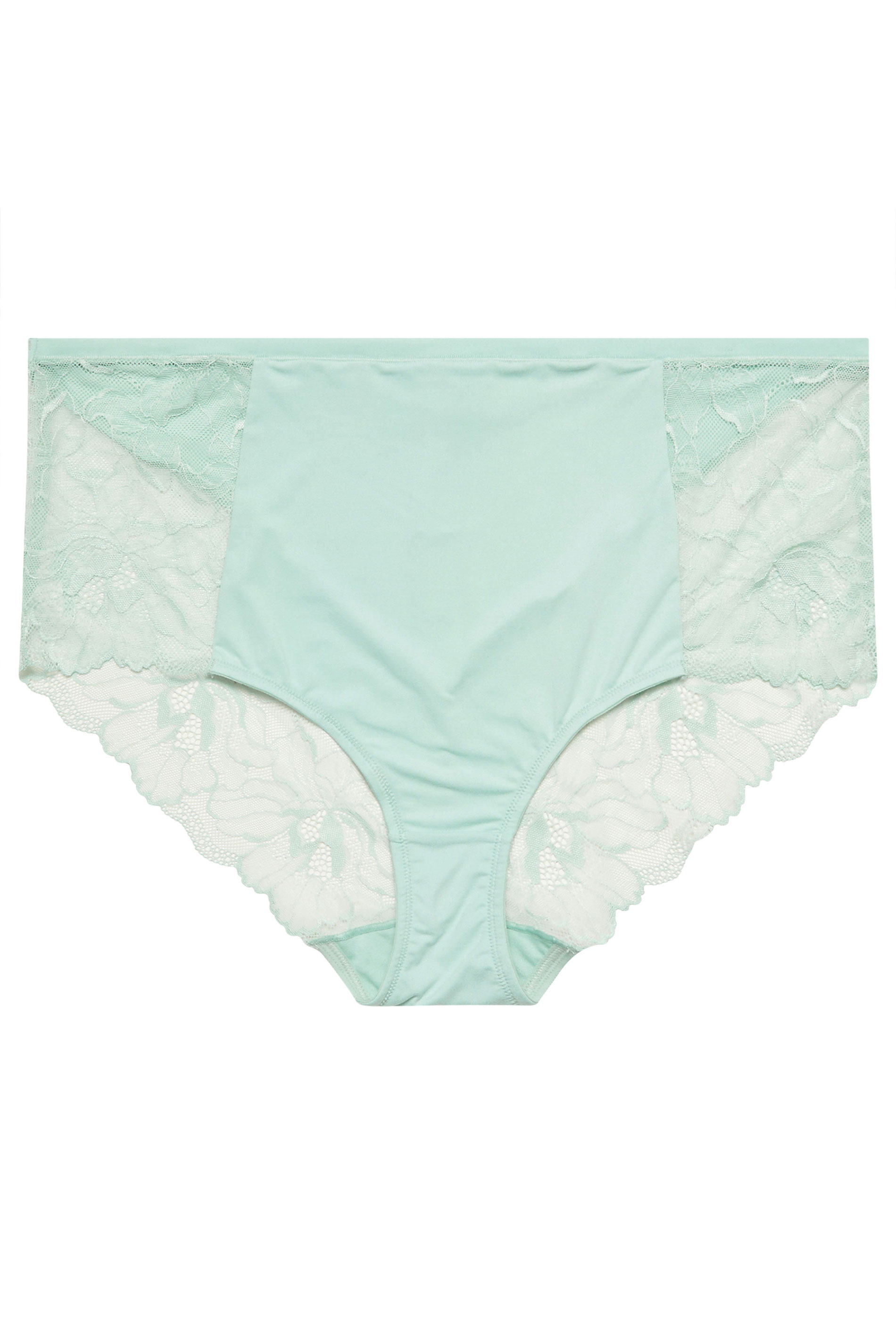 YOURS Plus Size Mint Green Microfibre Lace Full Briefs | Yours Clothing 5