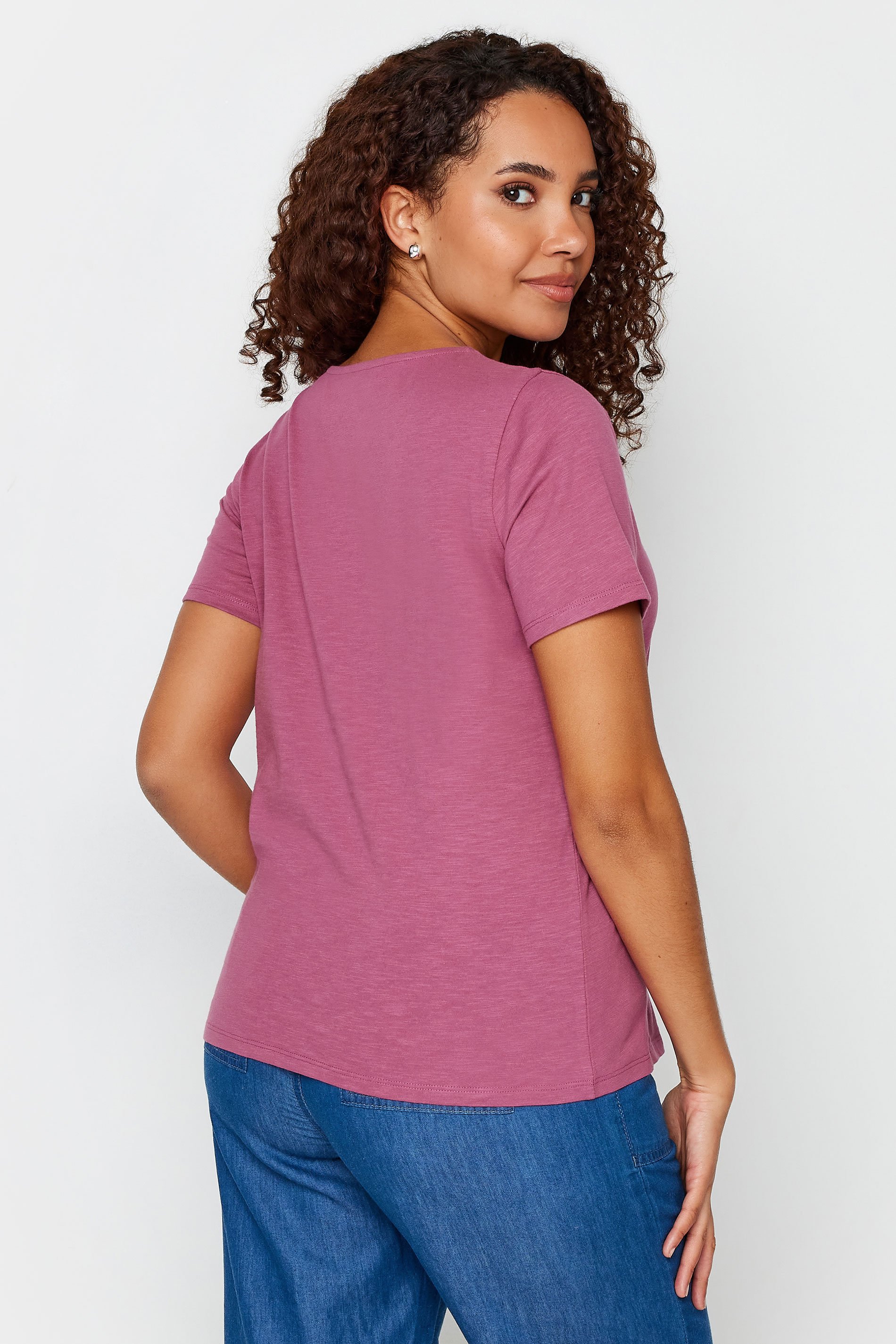 M&Co Pink Notch Neck Cotton T-Shirt | M&Co 3