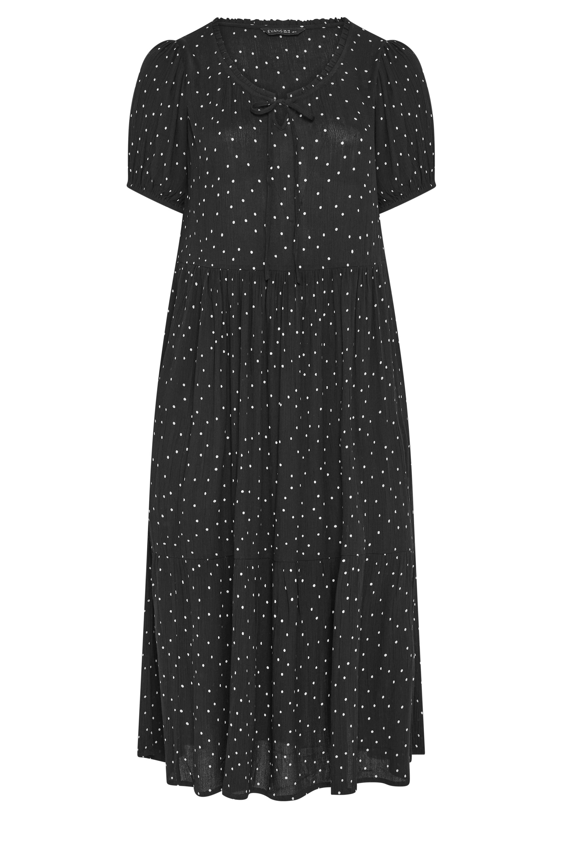 EVANS Plus Size Black Polka Dot Tiered Dress | Evans 5
