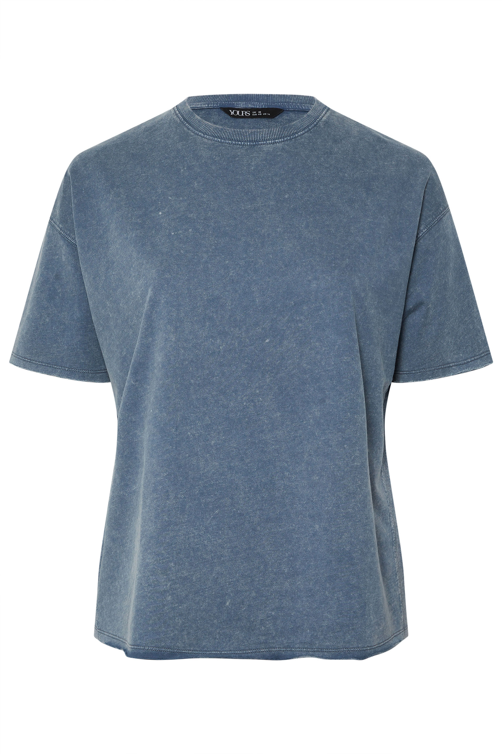 YOURS Plus Size Blue Acid Wash Oversized Sweat T-Shirt | Yours Clothing 6