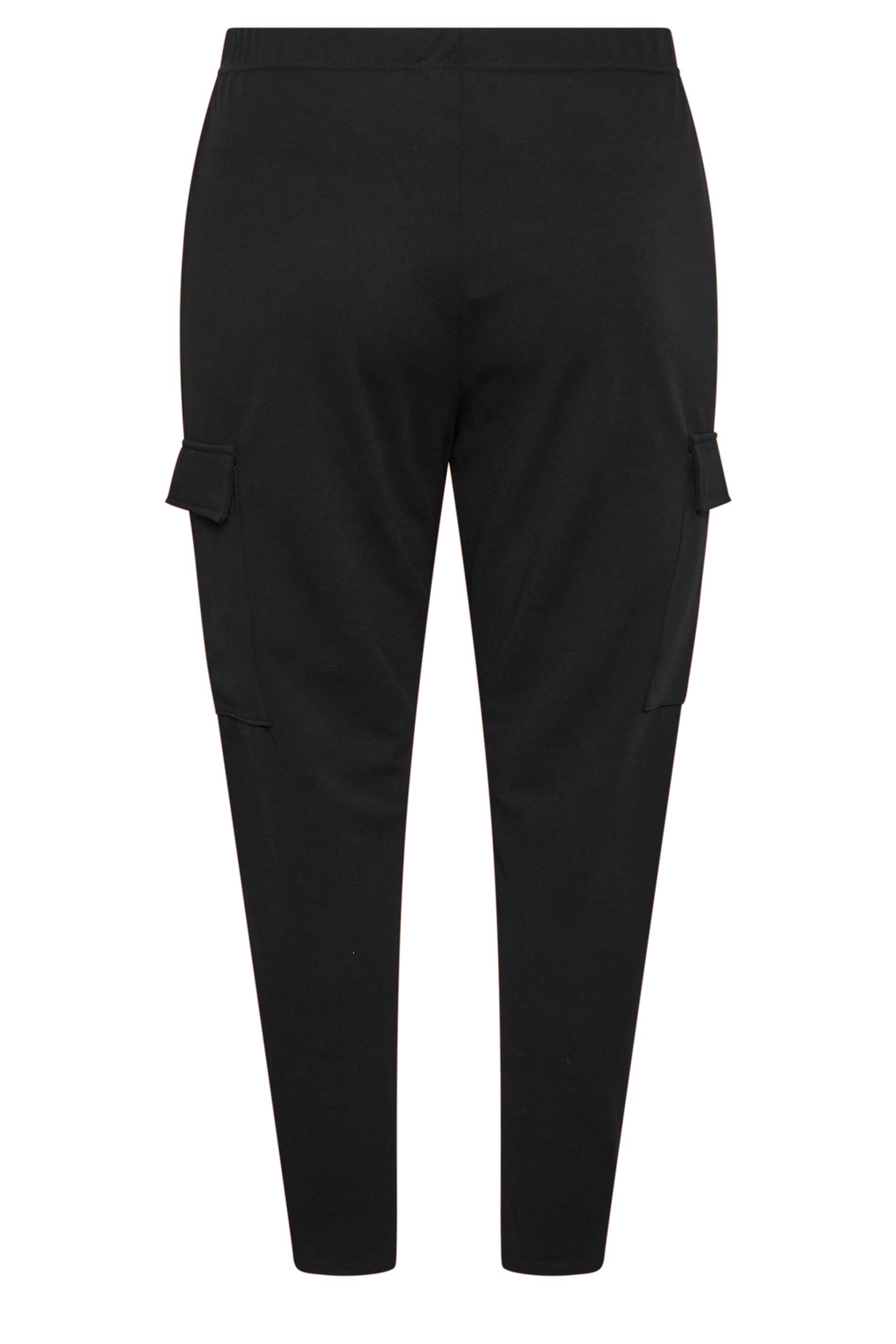 YOURS Curve Plus Size Black Tailored Scuba Cargo Trousers | Yours Clothing  7