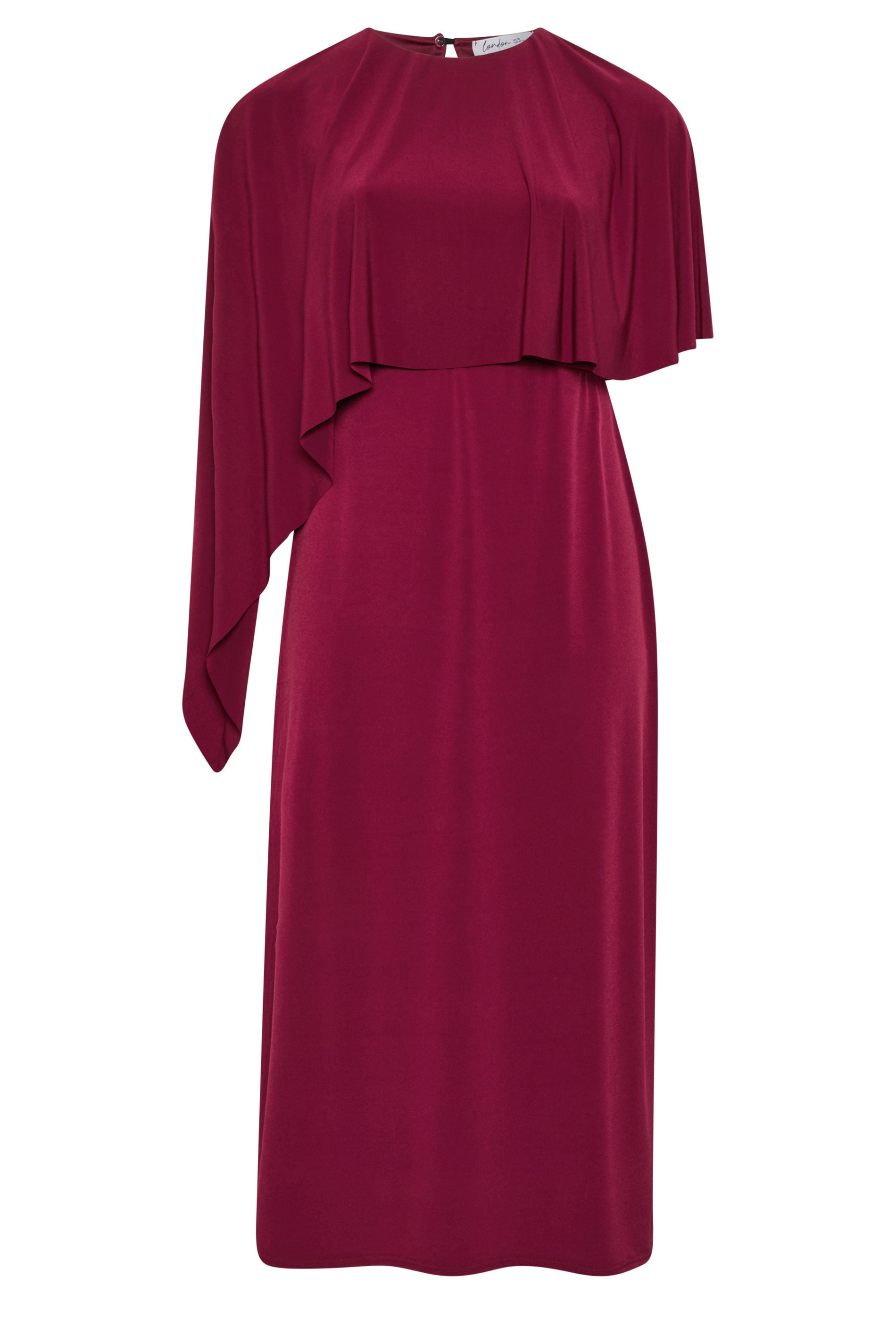 YOURS LONDON Plus Size Burgundy Red Maxi Cape Dress | Yours Clothing 5