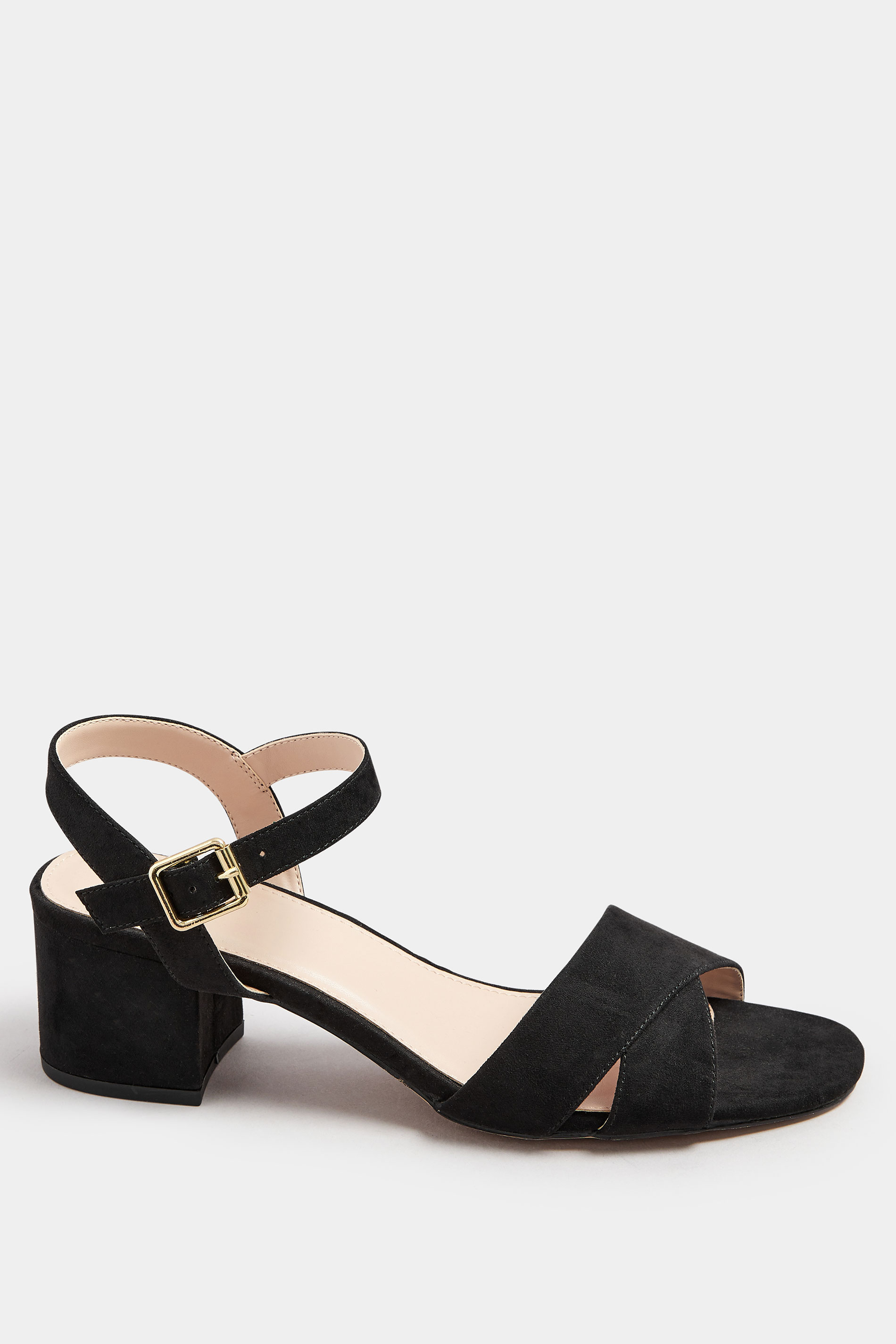 LTS Black Cross Over Block Heel In Standard Fit | Long Tall Sally 2