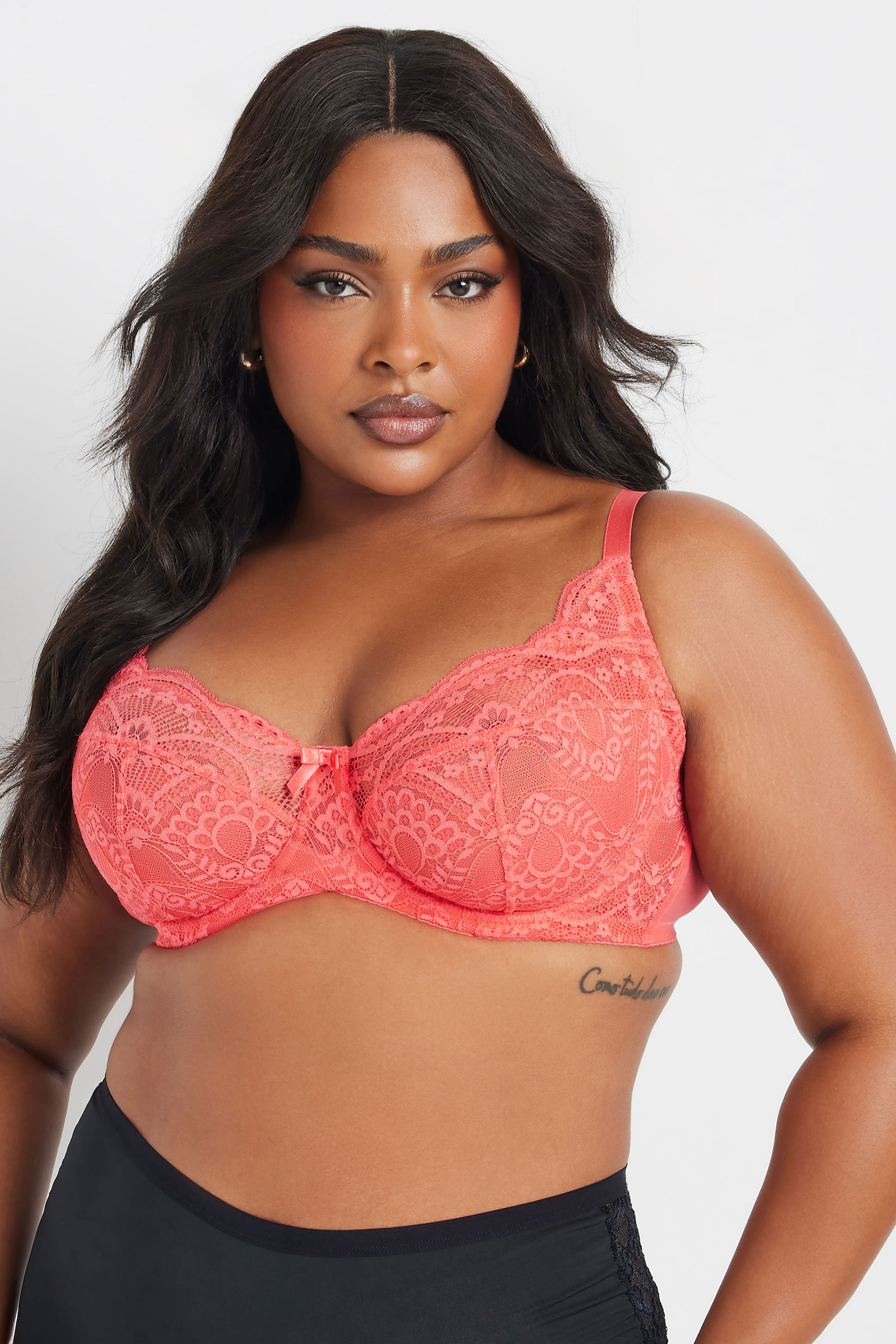 YOURSET 2 PACK Plus Size Black & Pink Lace Underwired Bras | Yours Clothing 4