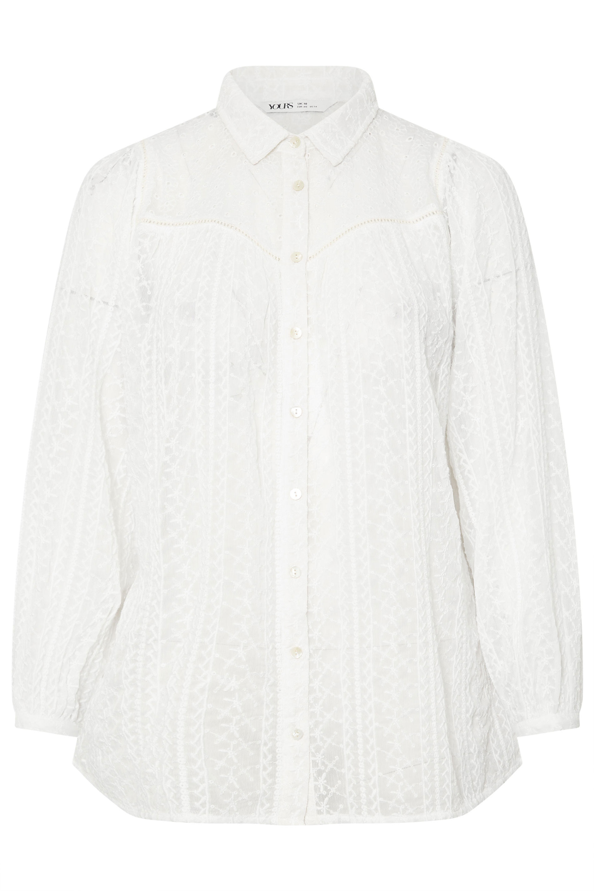 YOURS Plus Size White Embroidered Shirt | Yours Clothing 7