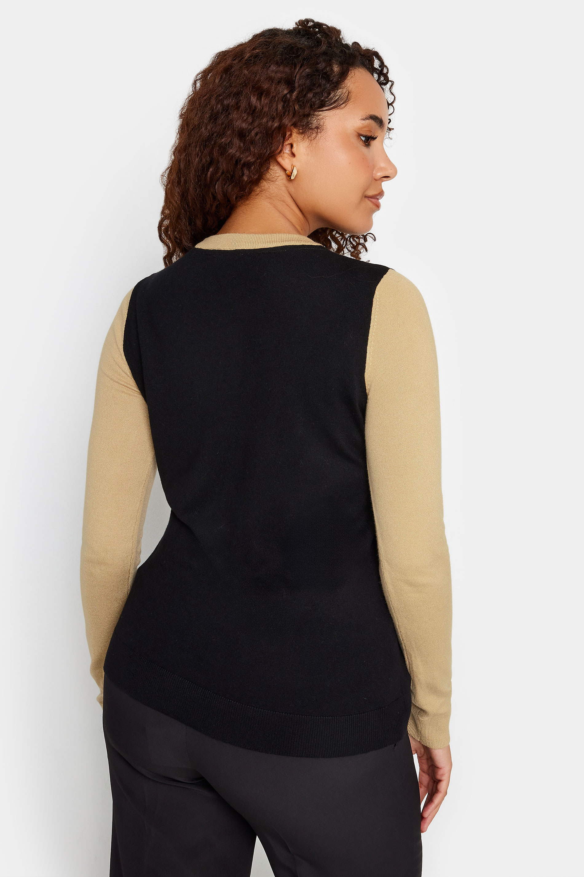 M&Co Neutral Brown Colourblock Knitted Jumper | M&Co 3
