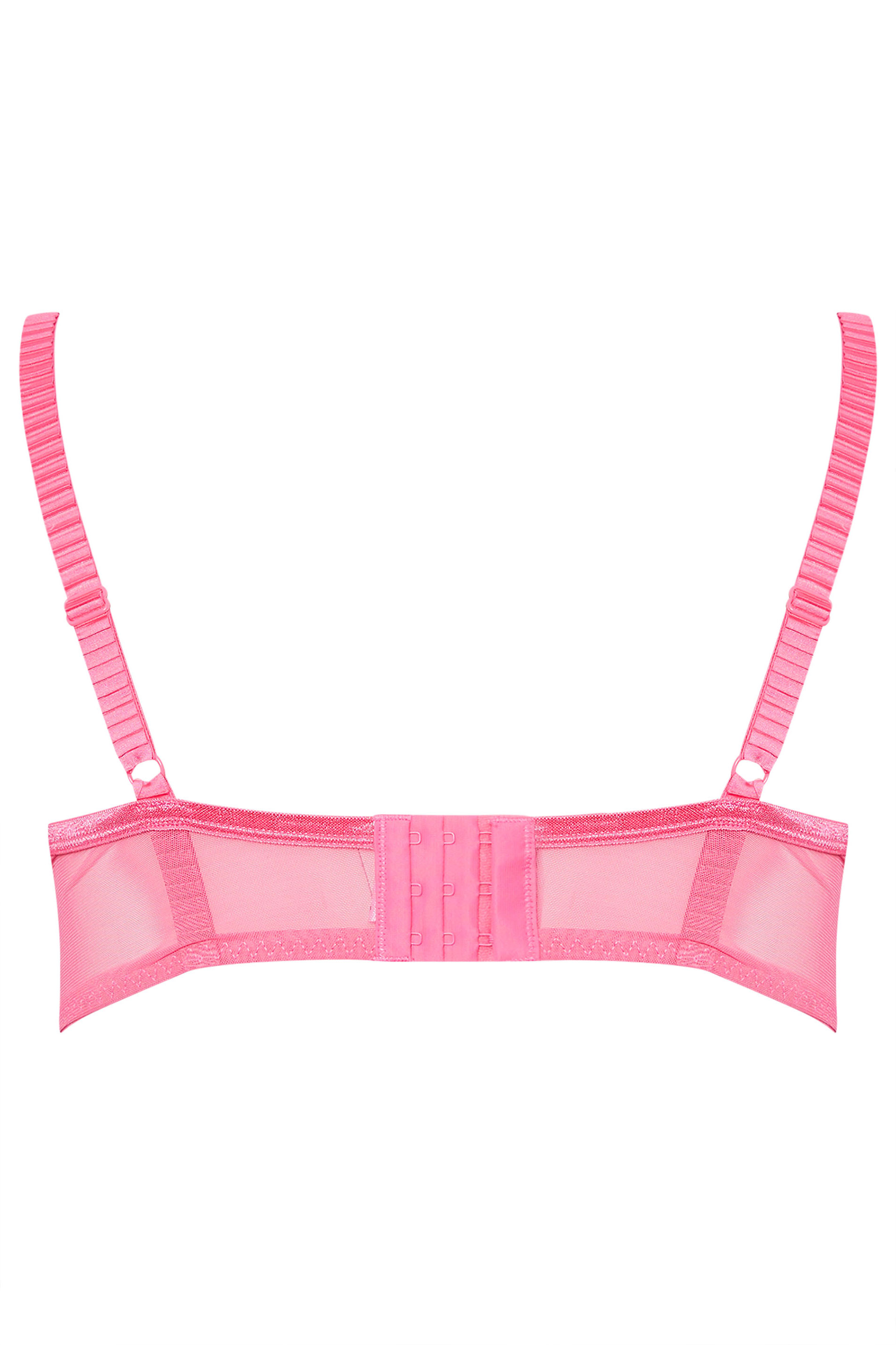 YOURS Plus Size Pink Contrast Lace Padded Plunge Bra | Yours Clothing 7