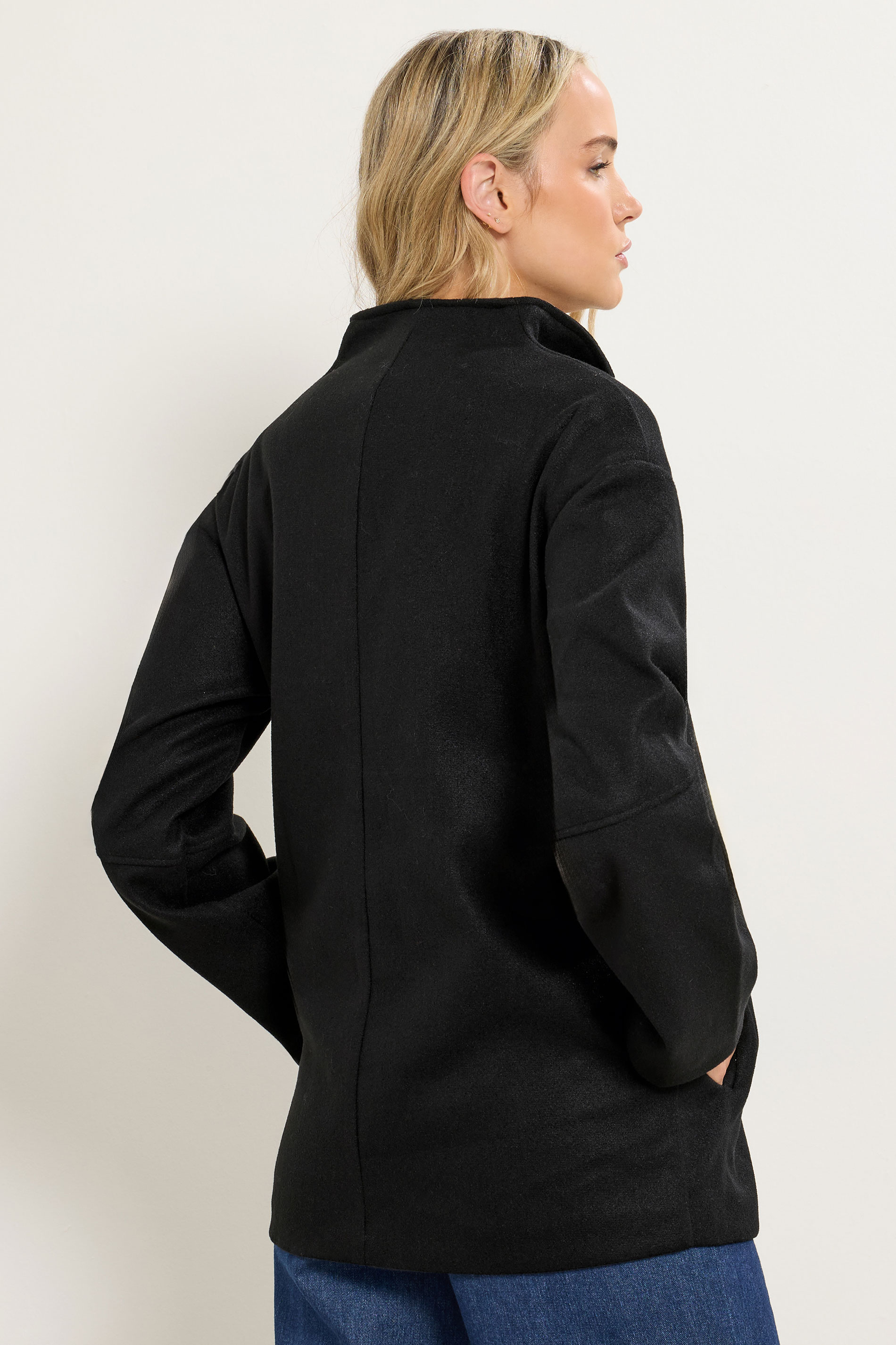 LTS Tall Black Funnel Neck Cosy Jacket | Long Tall Sally 2
