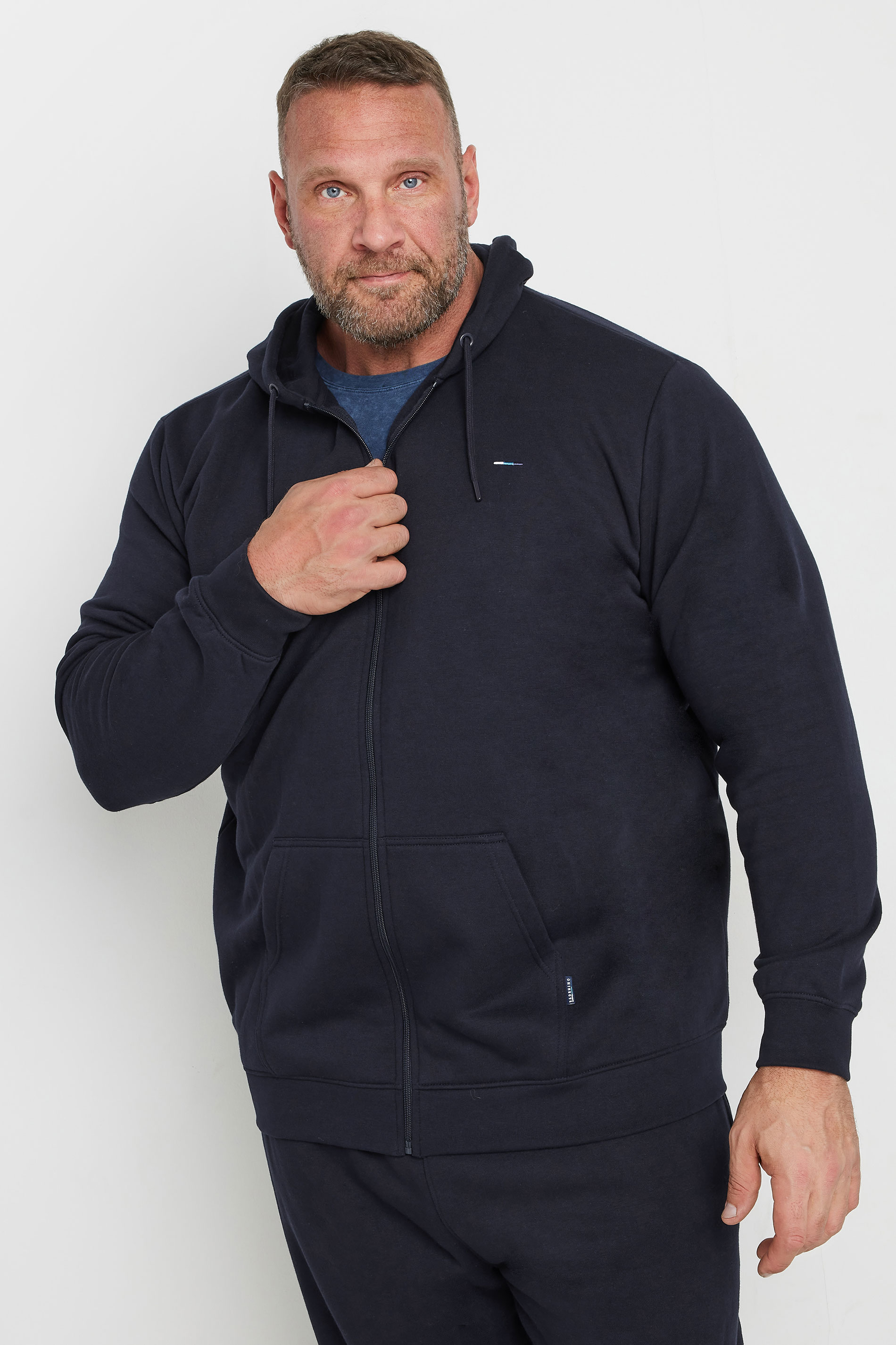 BadRhino Big & Tall Navy Blue Zip Through Hoodie & Jogger Set | BadRhino 1