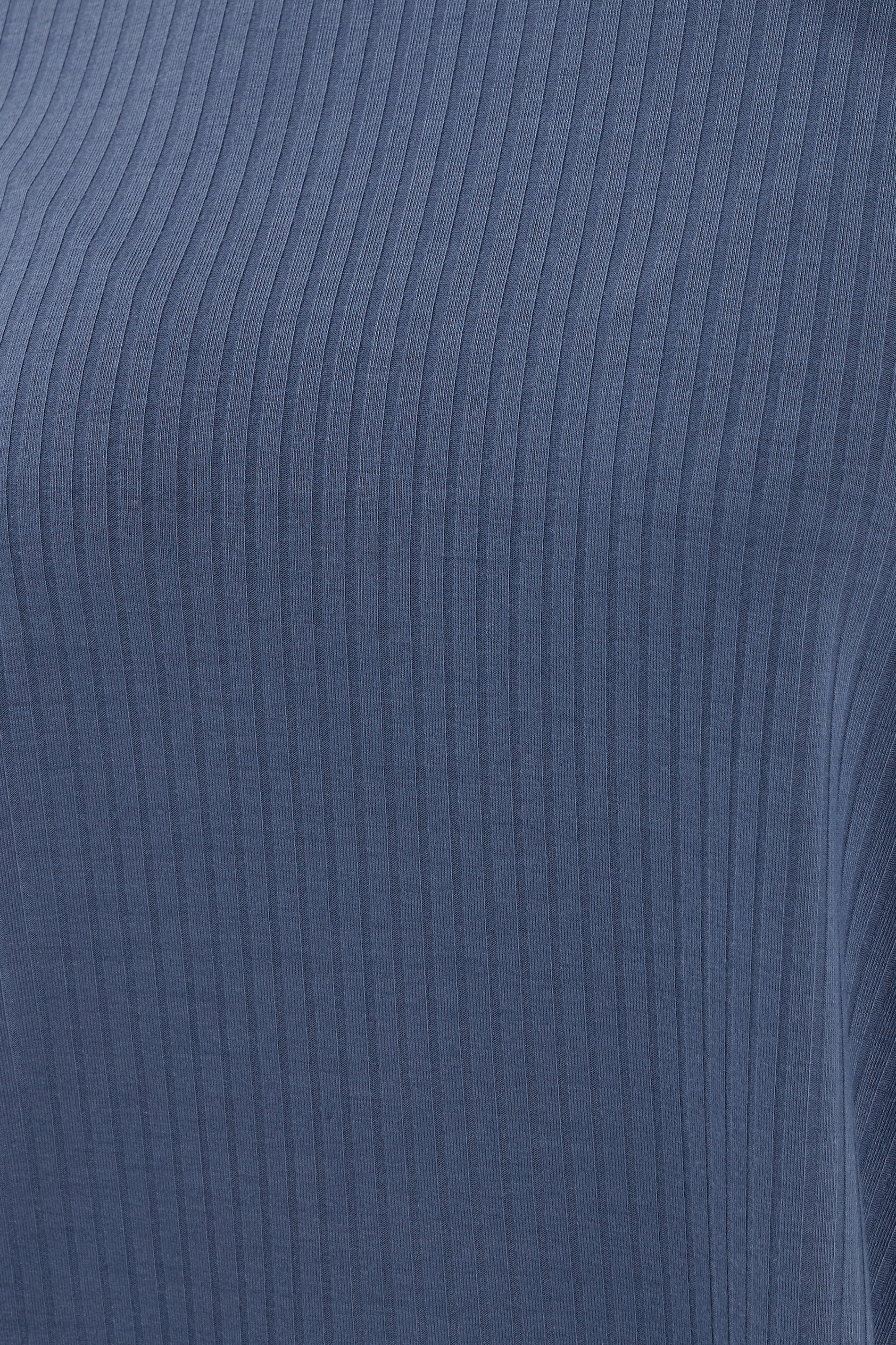 YOURS Plus Size Denim Blue Ribbed Swing T-Shirt | Yours Clothing 4
