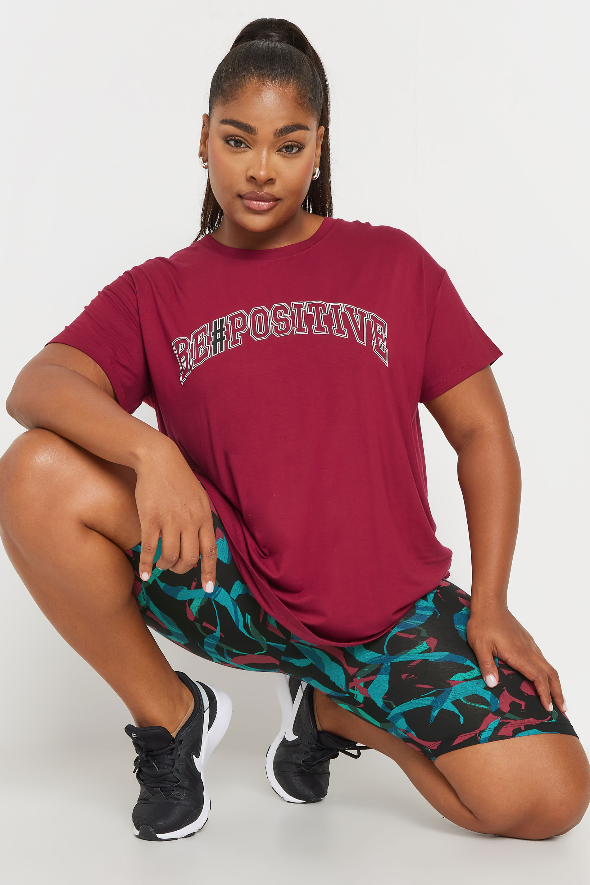YOURS ACTIVE Plus Size Black Abstract Print Stretch Shorts | Yours Clothing 3