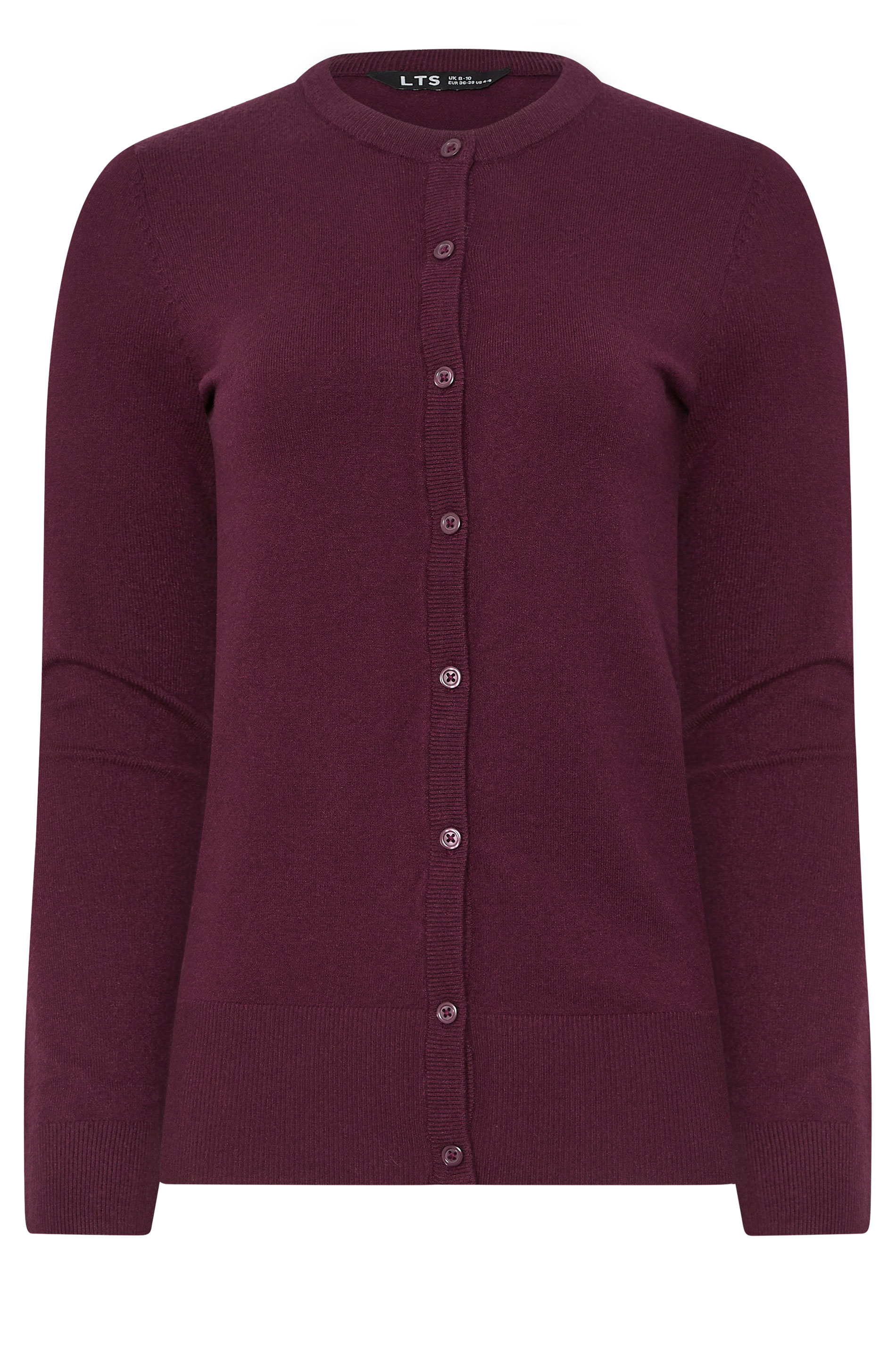 LTS Tall Dark Cherry Red Crew Neck Button Cardigan | Long Tall Sally 6