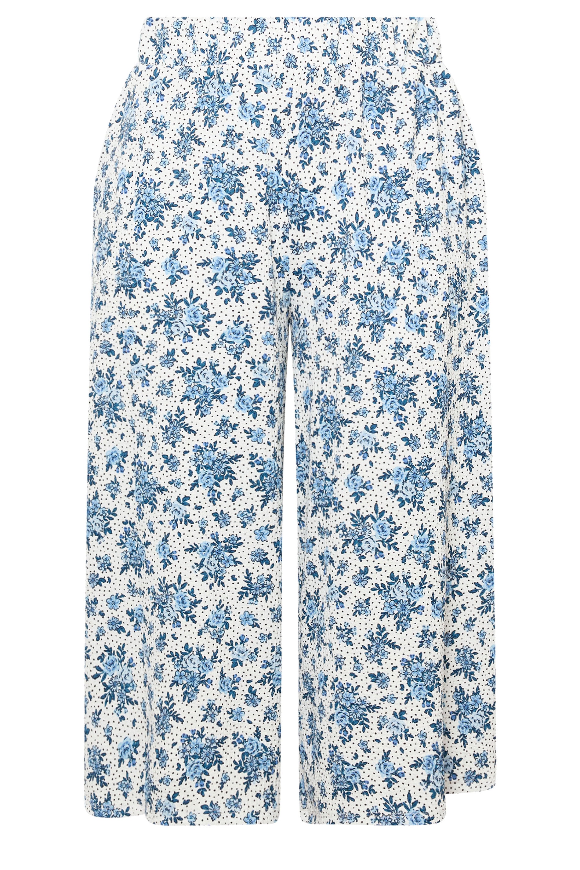 YOURS Plus Size White Ditsy Floral Culottes | Yours Clothing 5