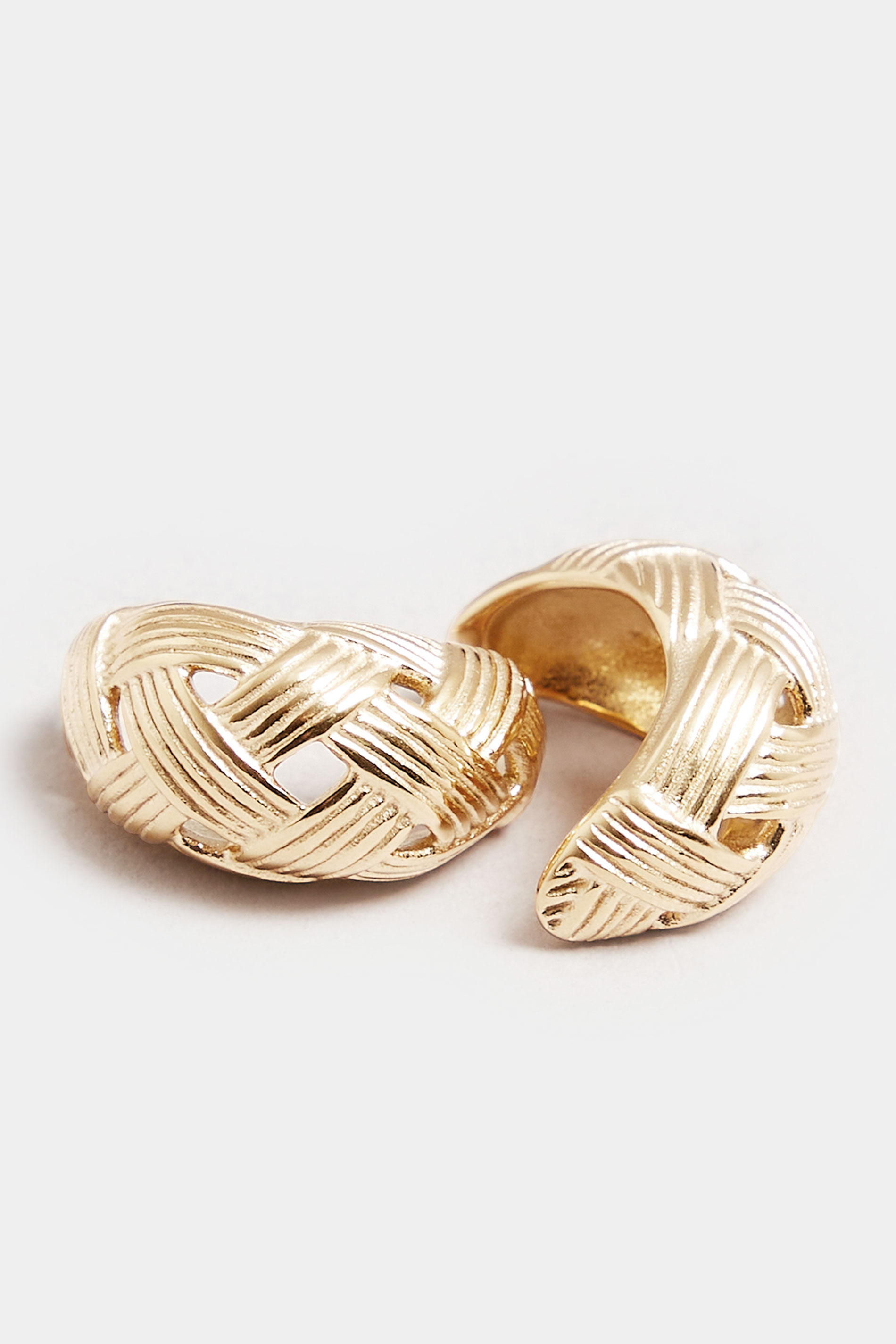 Gold Tone Stainless Steel Lattice Earrings | Yours Clothing 2