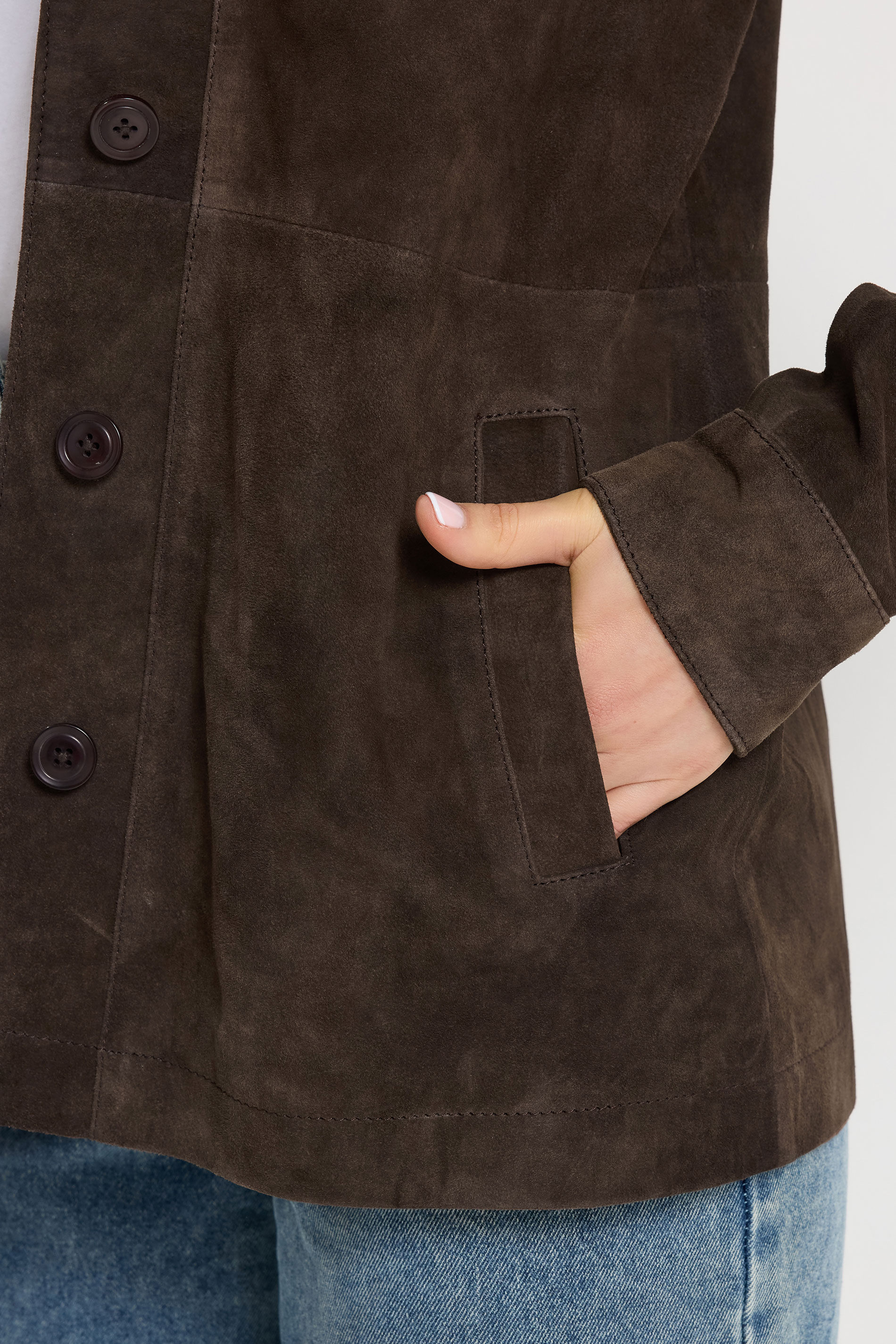LTS PREMIUM Tall Women's Chocolate Brown Suede Jacket | Long Tall Sally 5