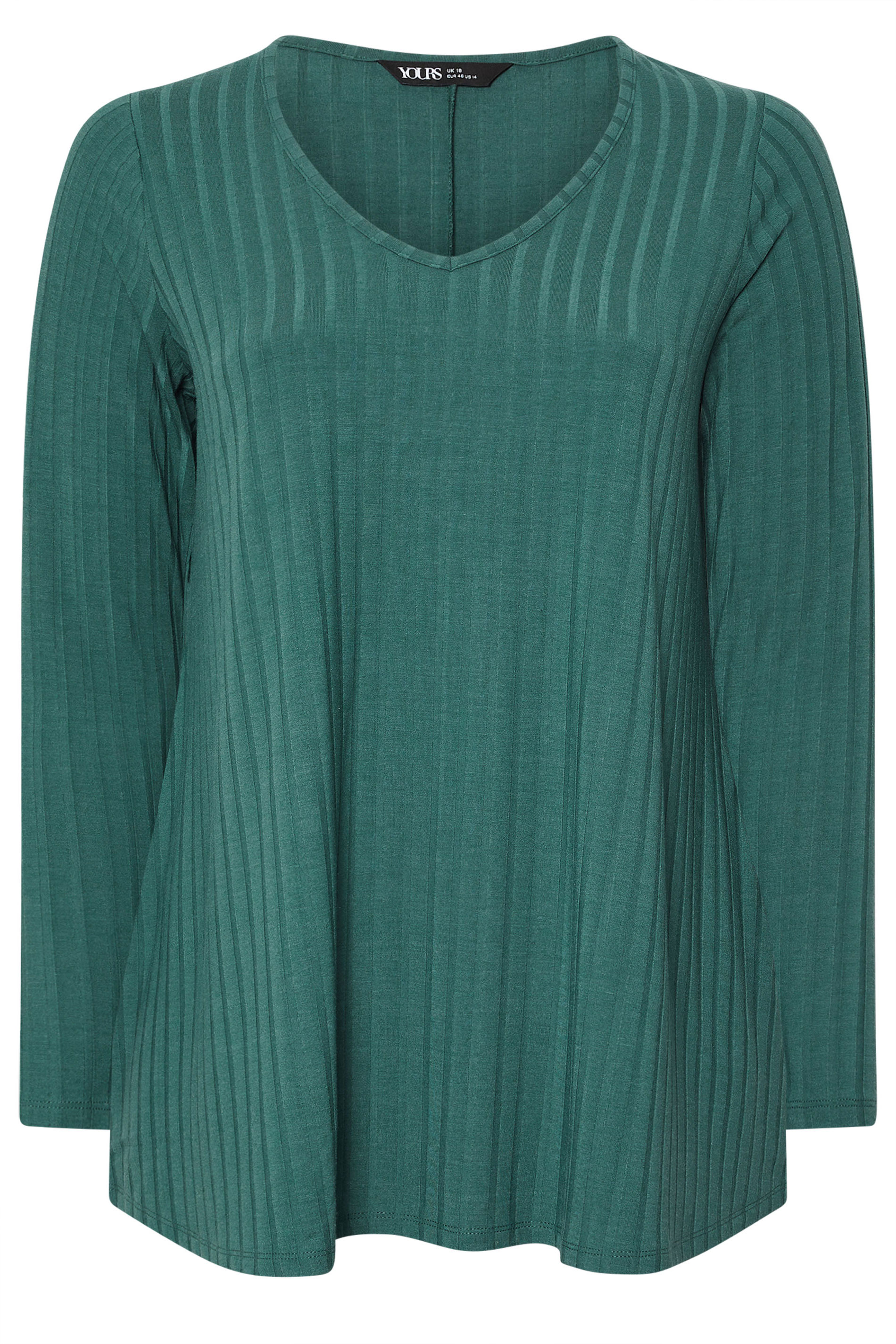 YOURS Plus Size Teal Blue Ribbed Swing T-Shirt | Yours Clothing 5