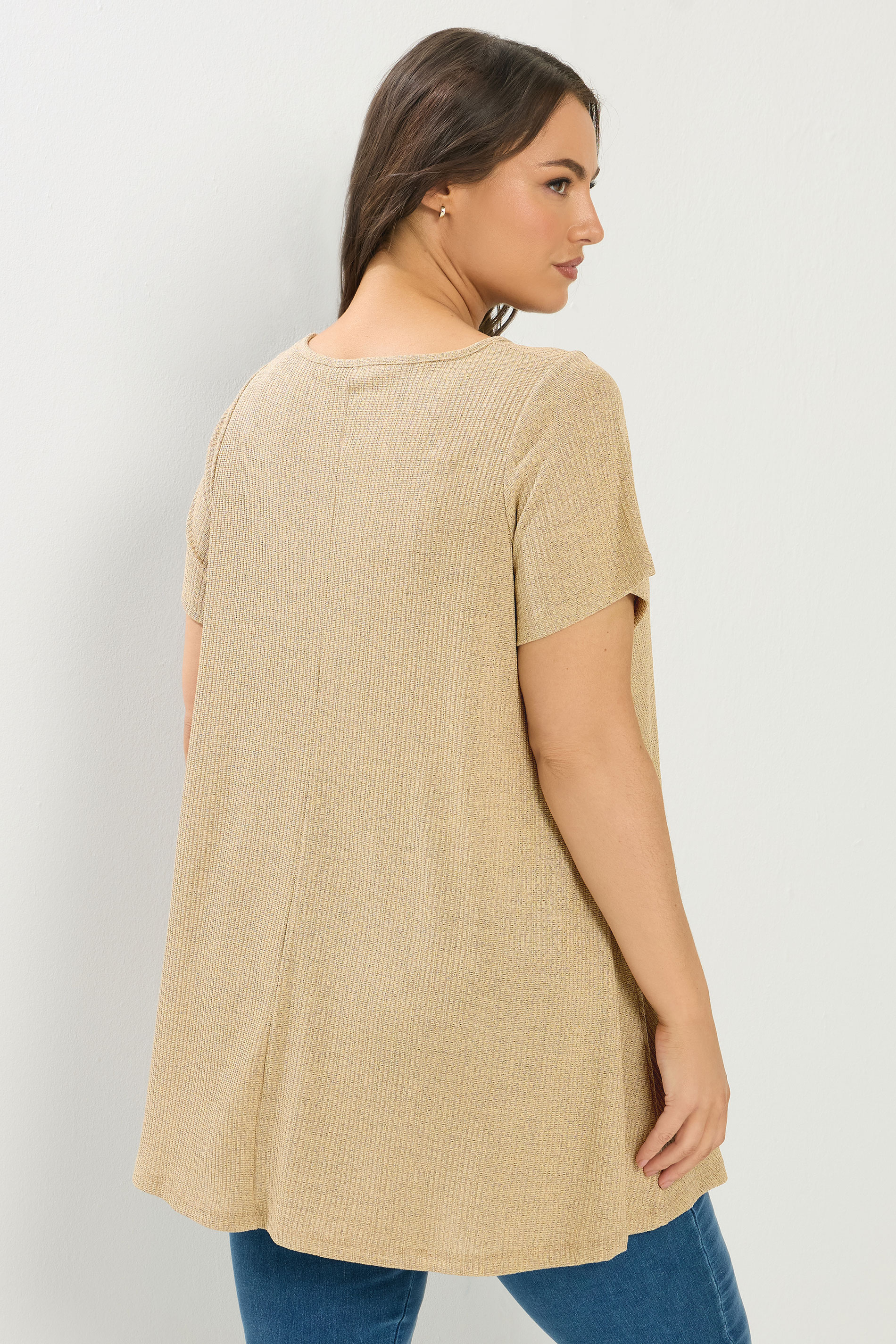 YOURS Plus Size Light Blue Ribbed Soft Touch T-Shirt | Yours Clothing 2