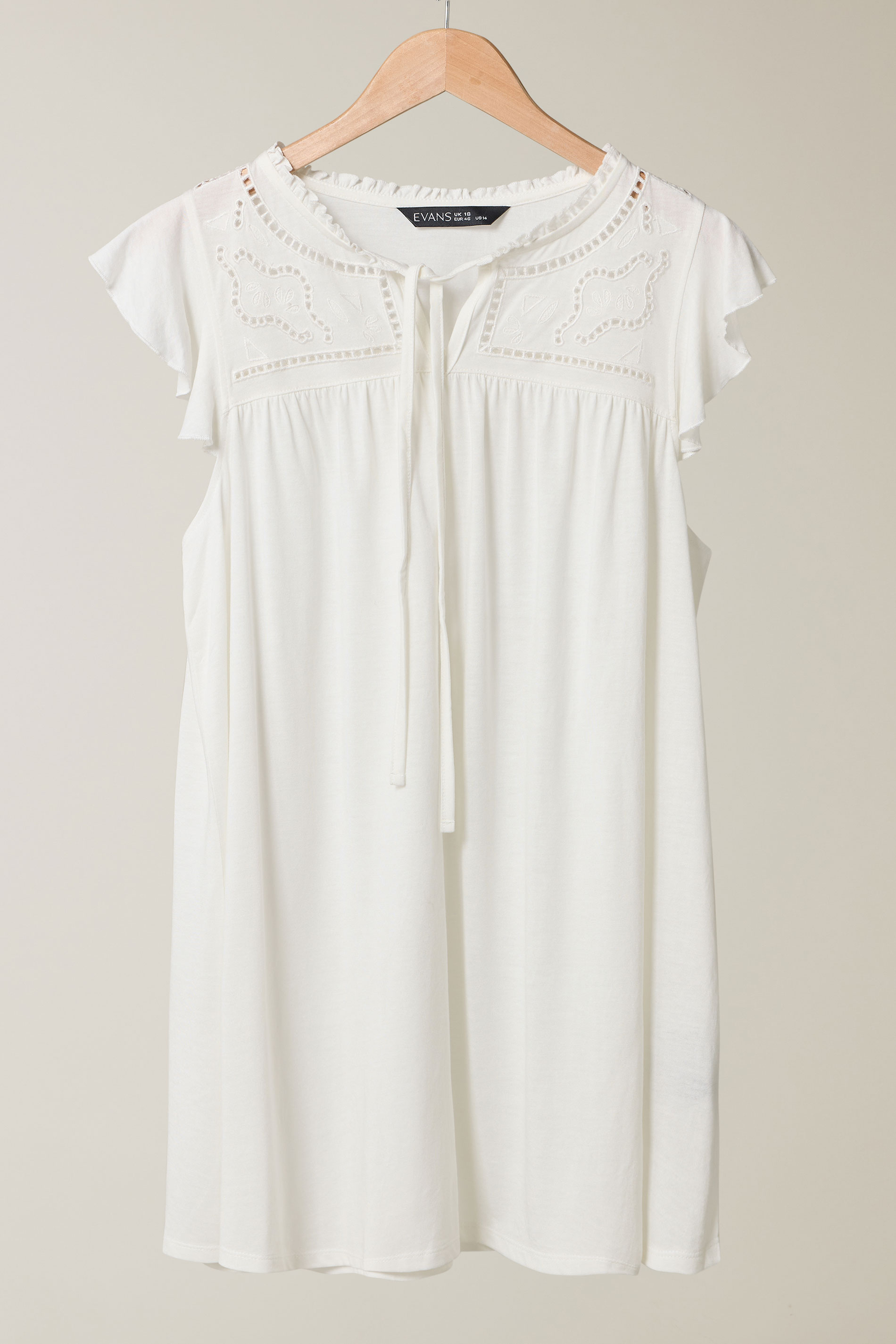 EVANS Plus Size White Cutwork Tie Neck Blouse Modal | Evans 5