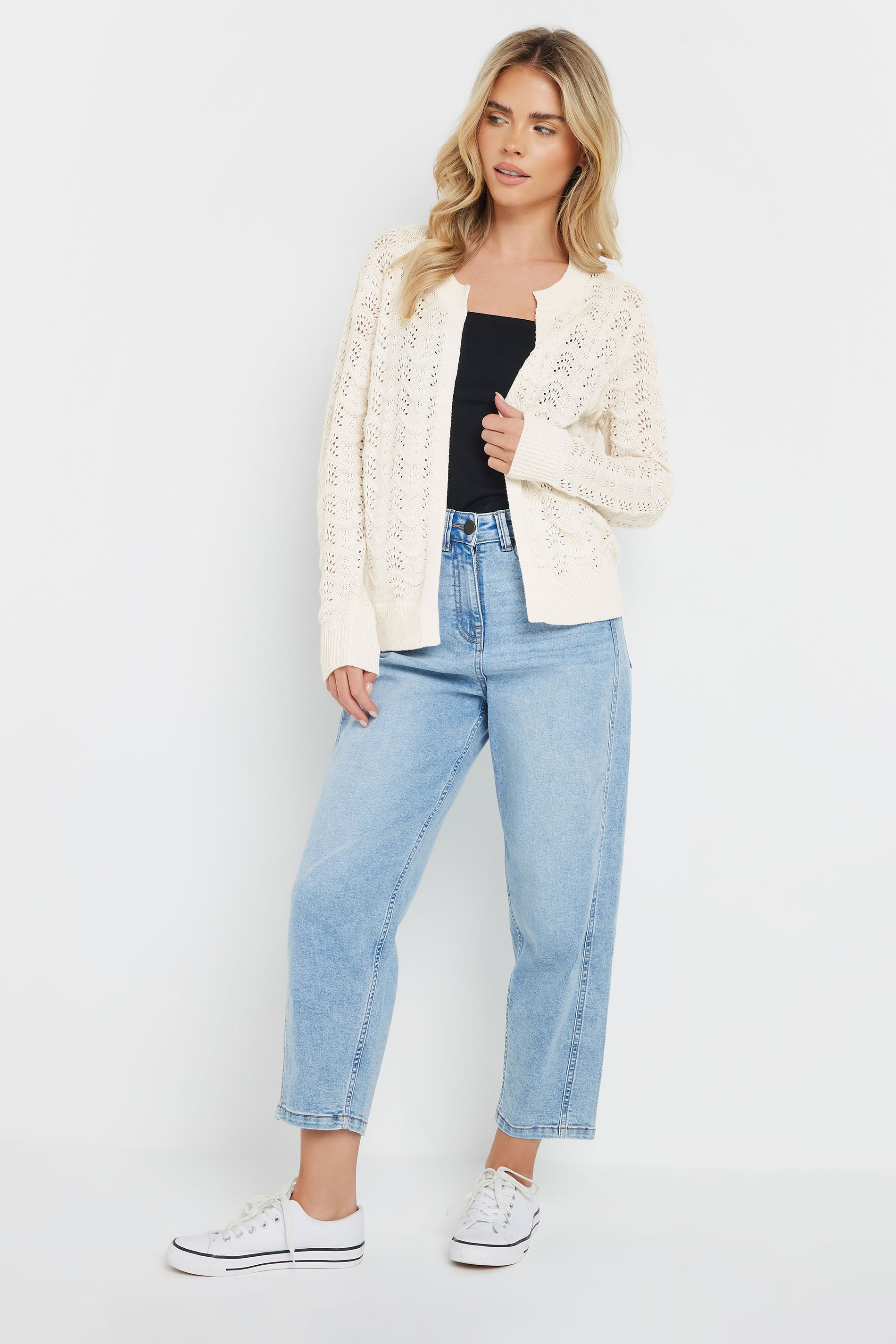 M&Co Petite Cream Pointelle Knitted Cardigan | M&Co 1