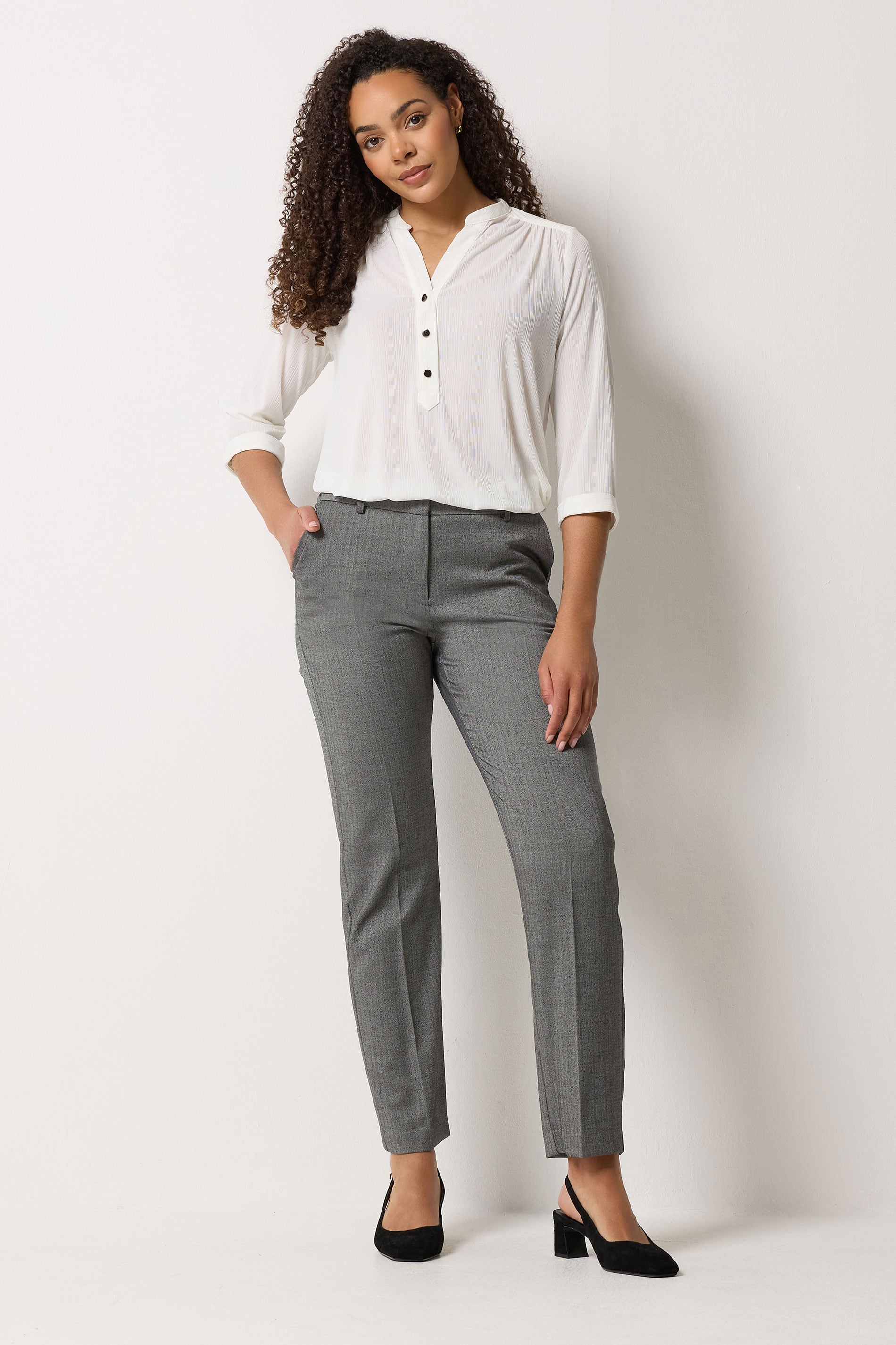 M&Co Grey Tailored Straight Leg Trousers | M&Co 1