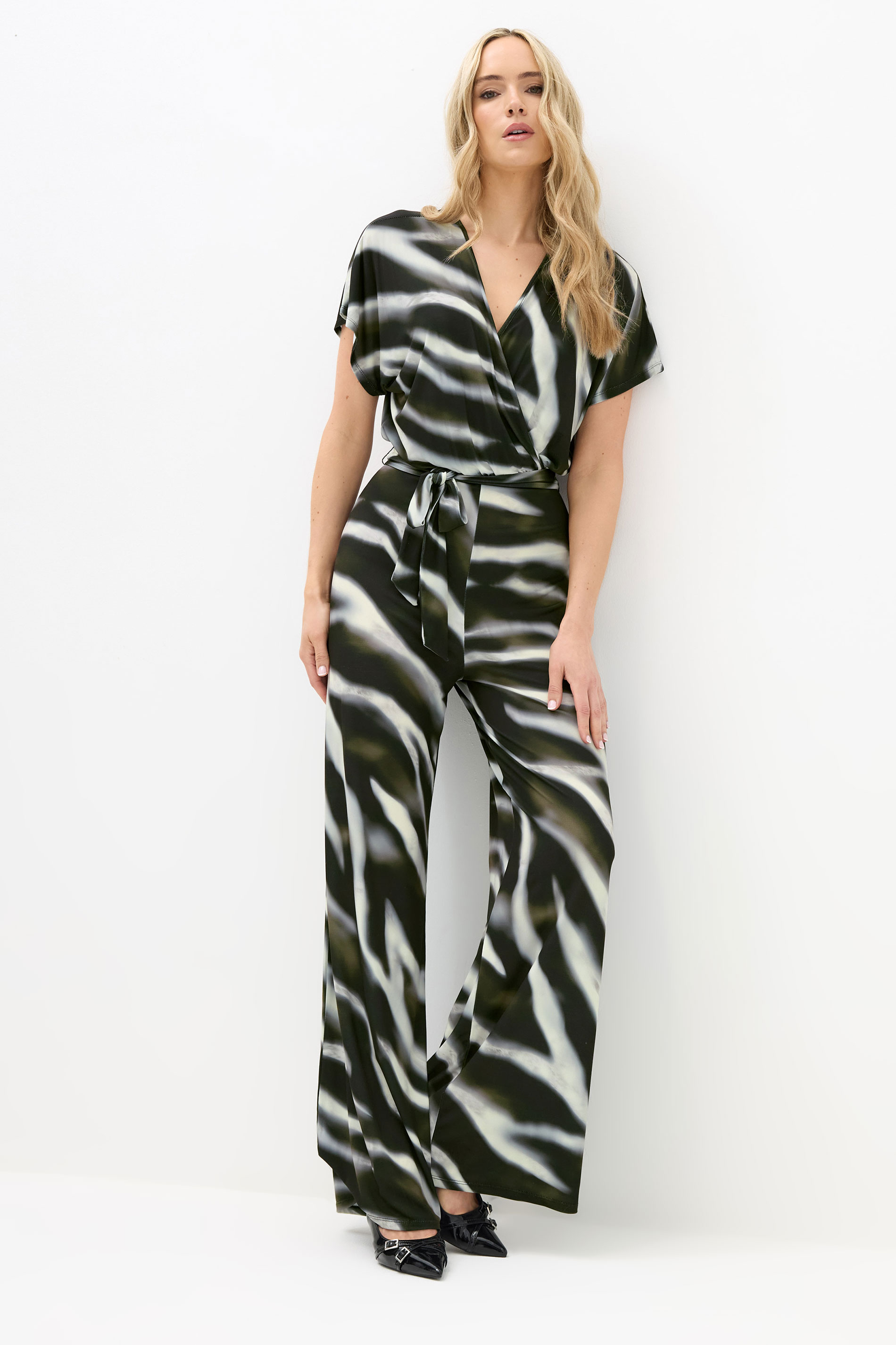 LTS Tall Black Abstract Wrap Jumpsuit | Long Tall Sally 1