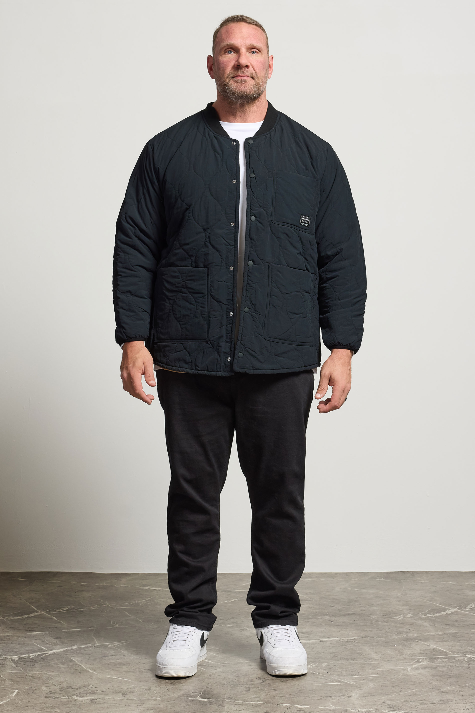 JACK & JONES Big & Tall Black Quilted Liner Jacket | BadRhino 1
