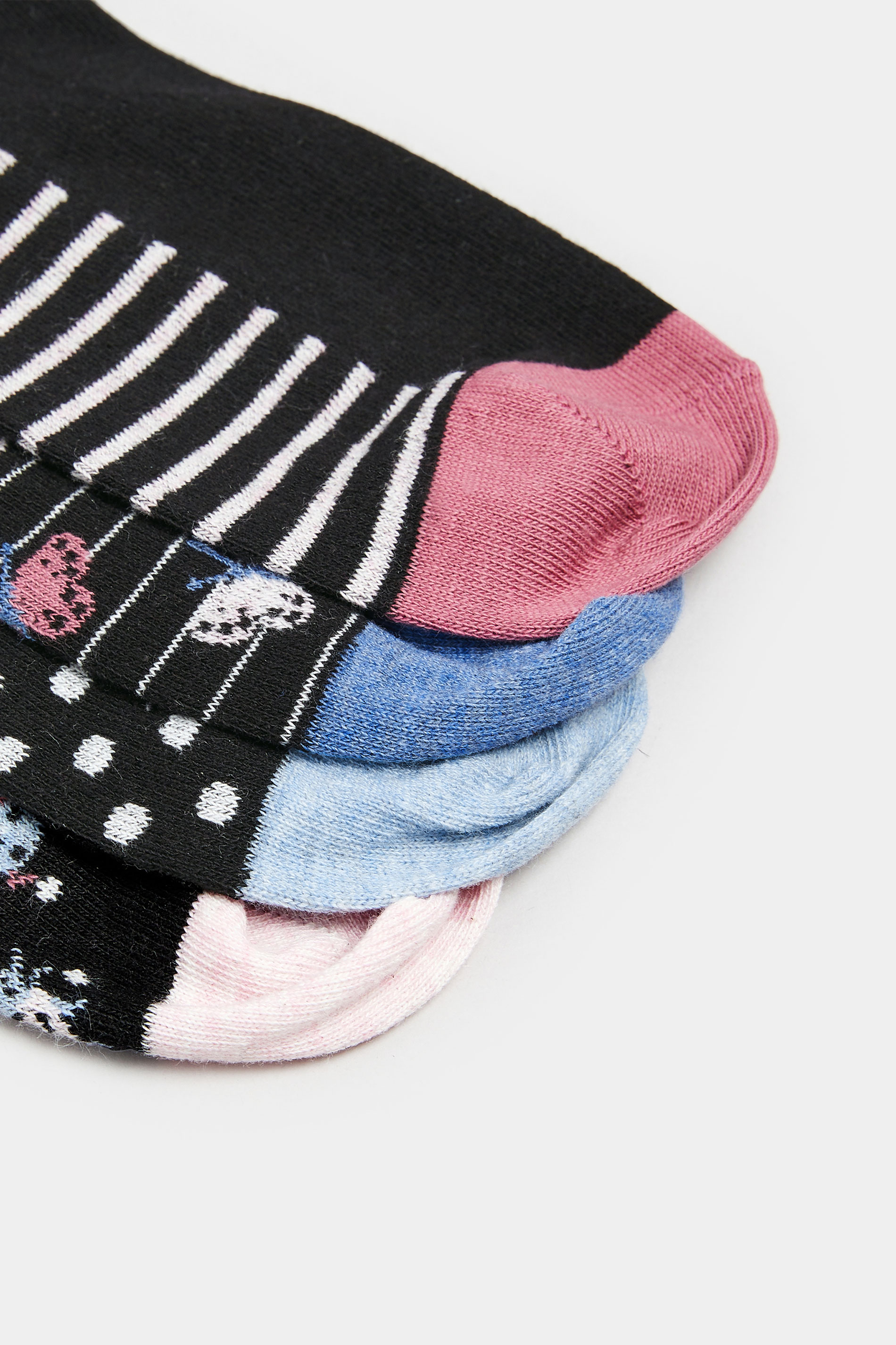 YOURS 4 PACK Plus Size Black Butterfly Print Ankle Socks | Yours Clothing 4