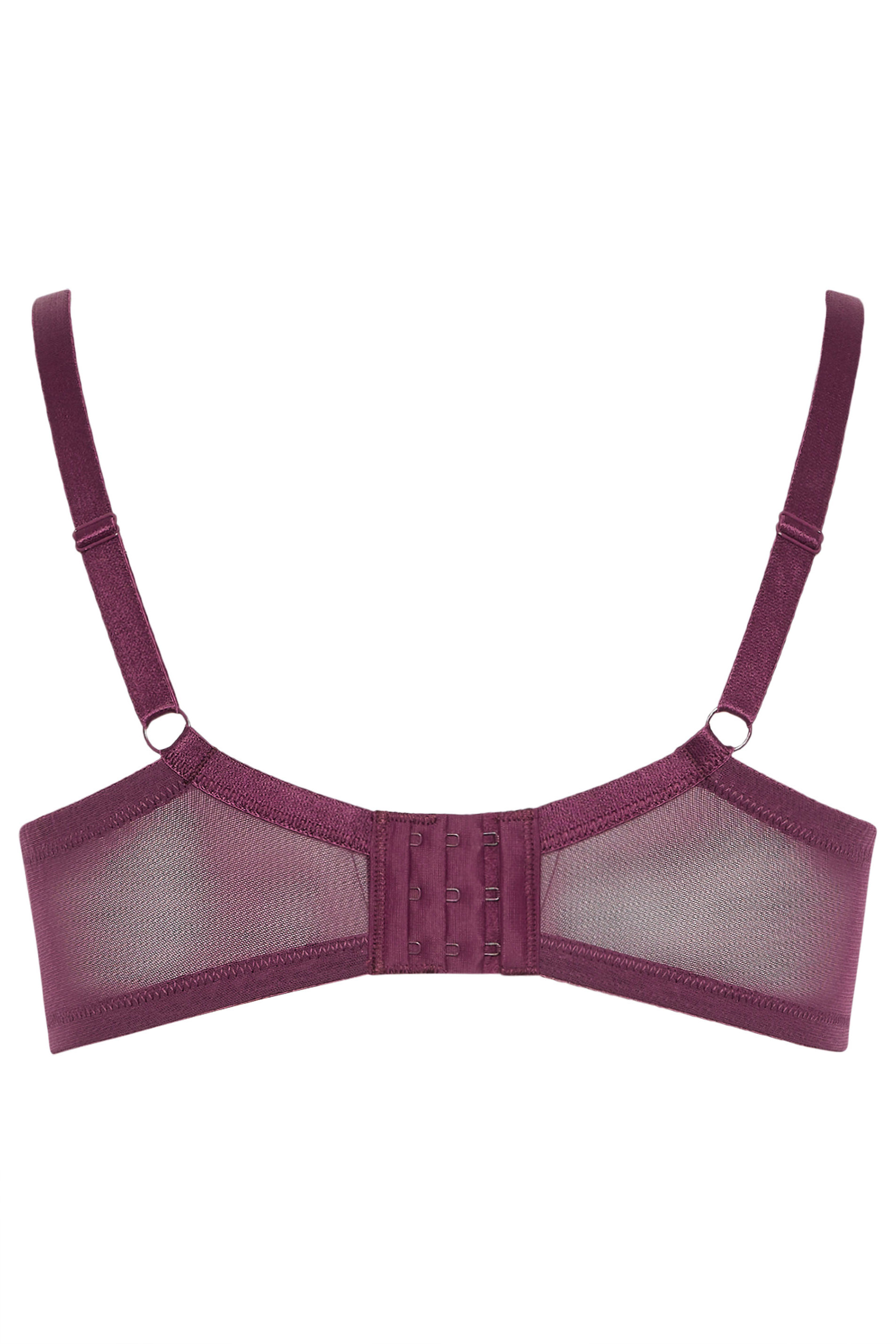 YOURS Plus Size Purple Embroidered Floral Non-Padded Bra | Yours Clothing 6