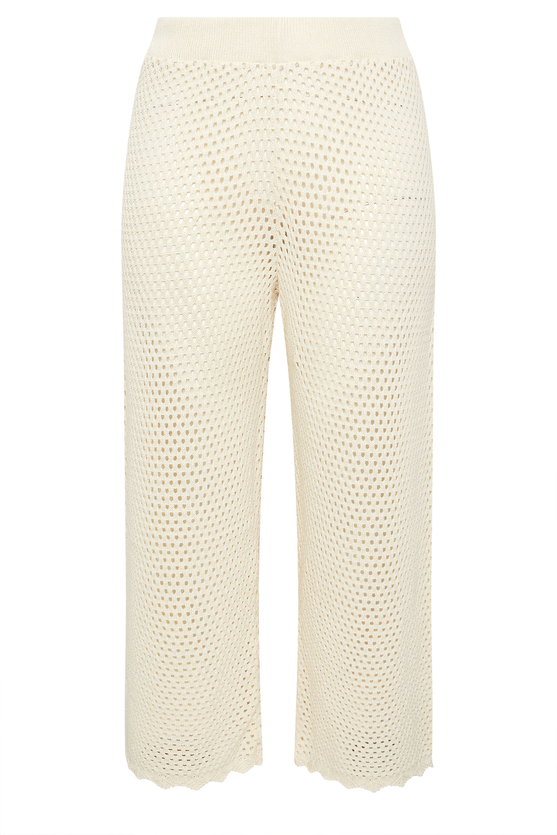 LIMITED COLLECTION Plus Size Cream Crochet Scallop Edge Trousers | Yours Clothing 5