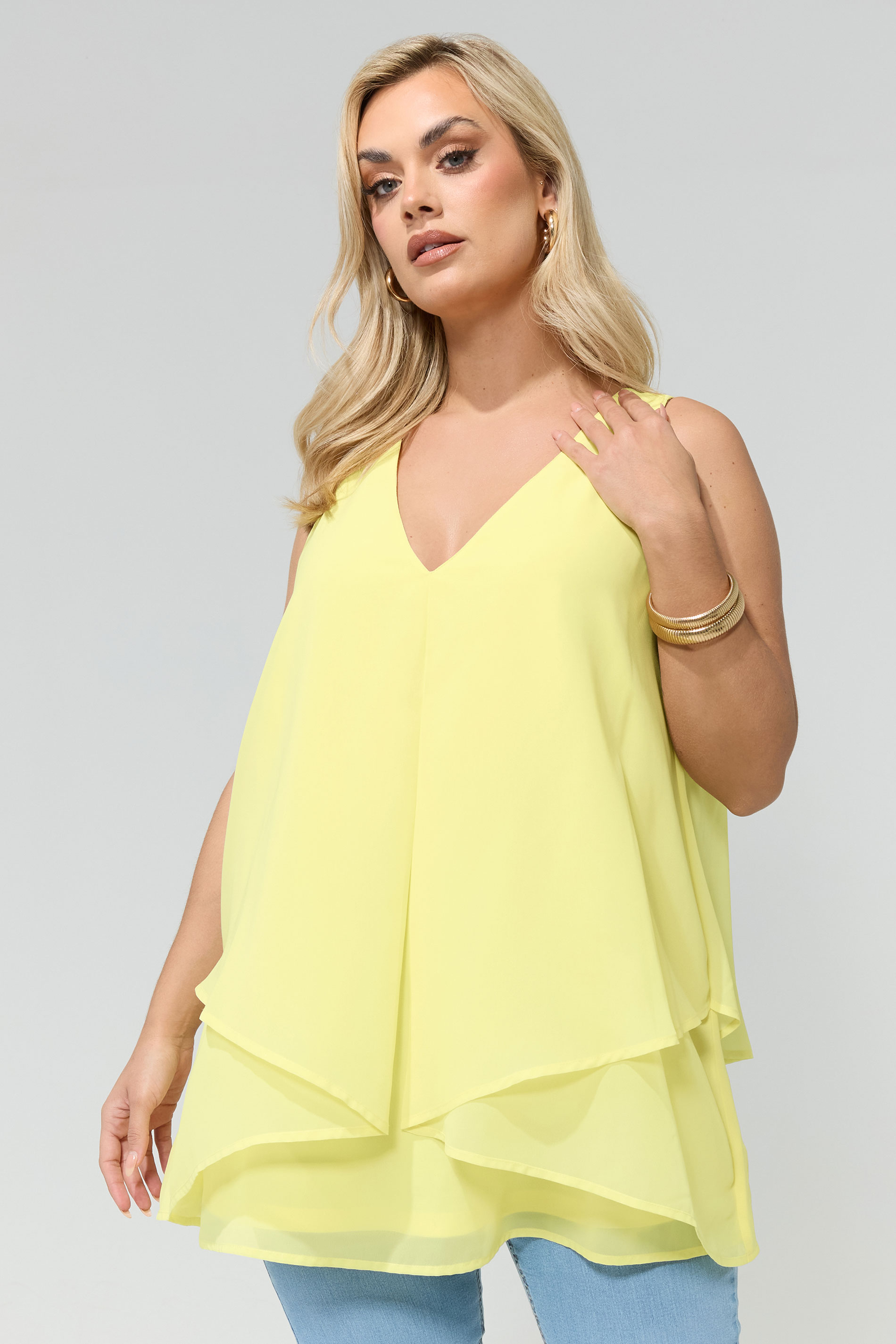 YOURS LONDON Plus Size Yellow Layered Blouse | Yours Clothing 3