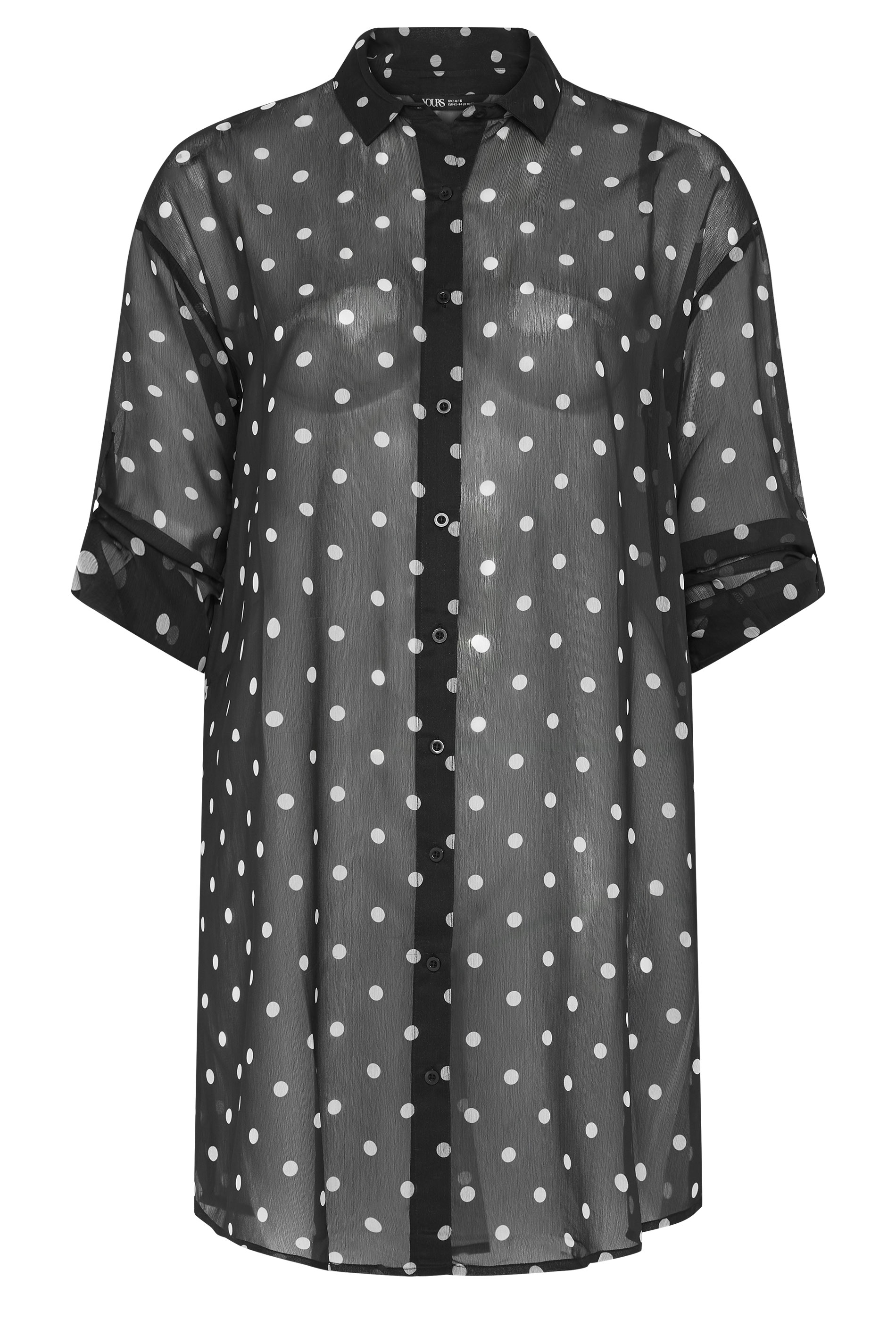 YOURS Plus Size Black Polka Dot Cover Up | Yours Clothing 5