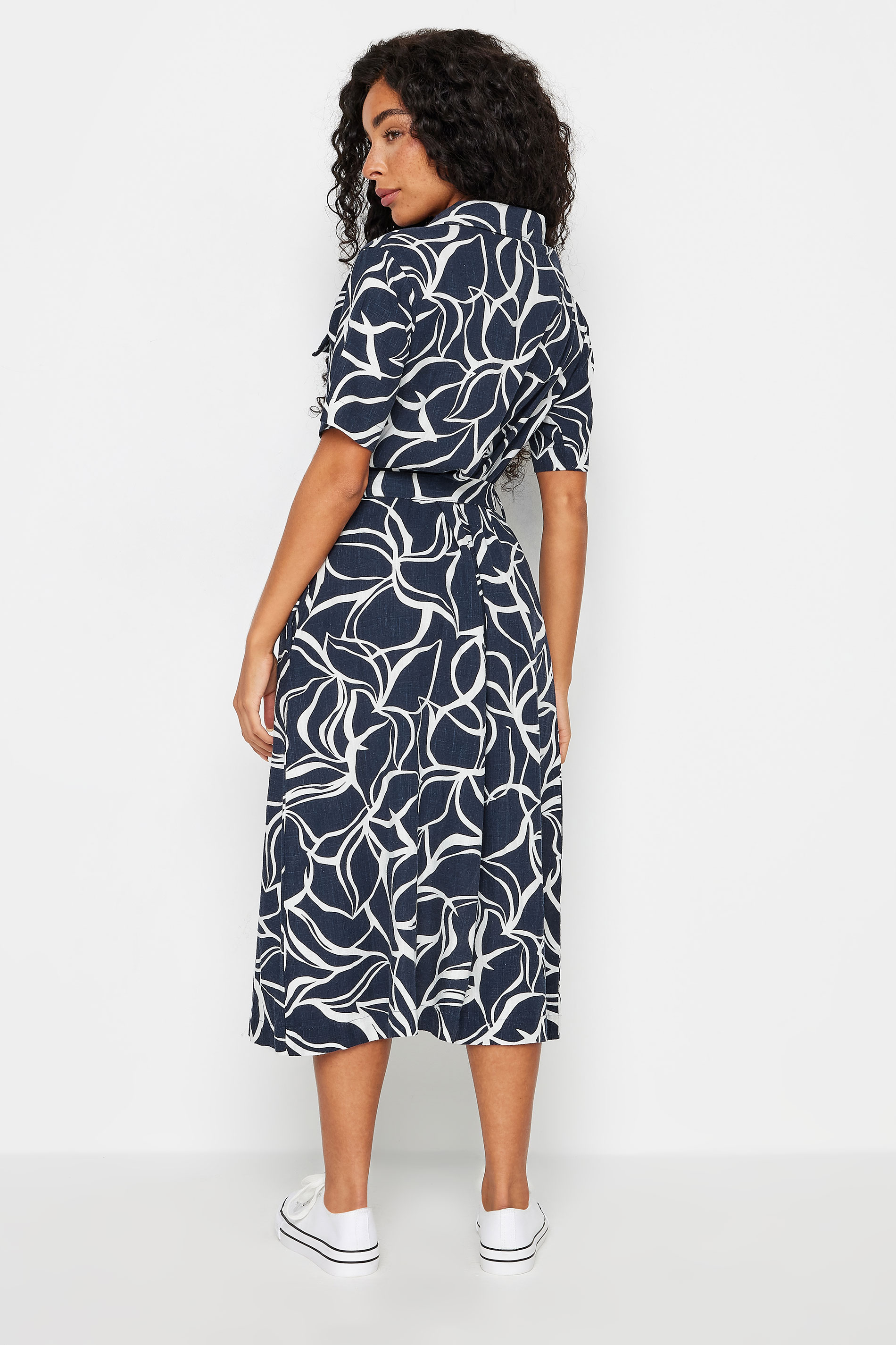 M&Co Petite Abstract Print Linen Shirt Dress | M&Co 3