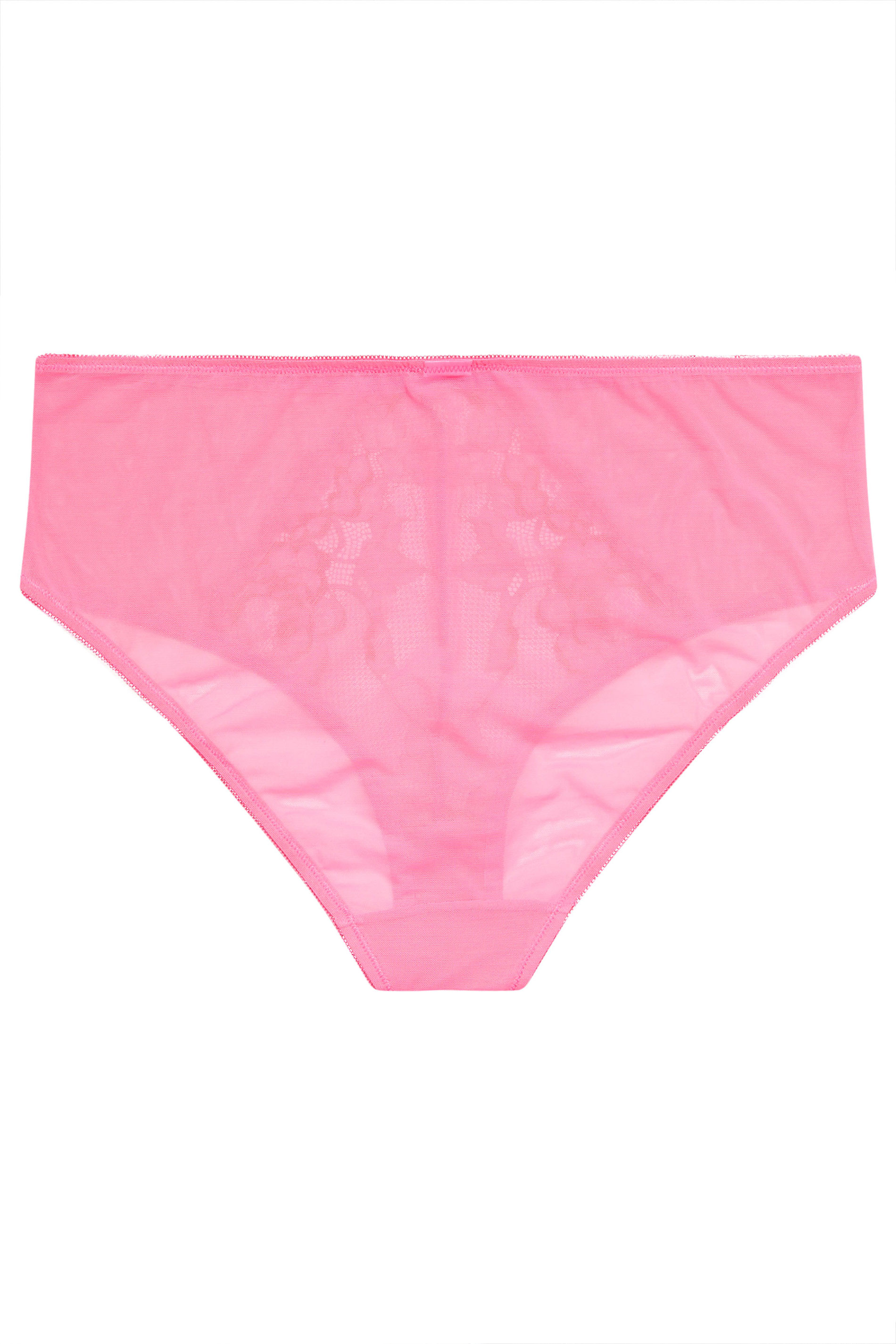 YOURS Plus Size Pink Floral Lace Mesh Full Briefs | Yours Clothing 6
