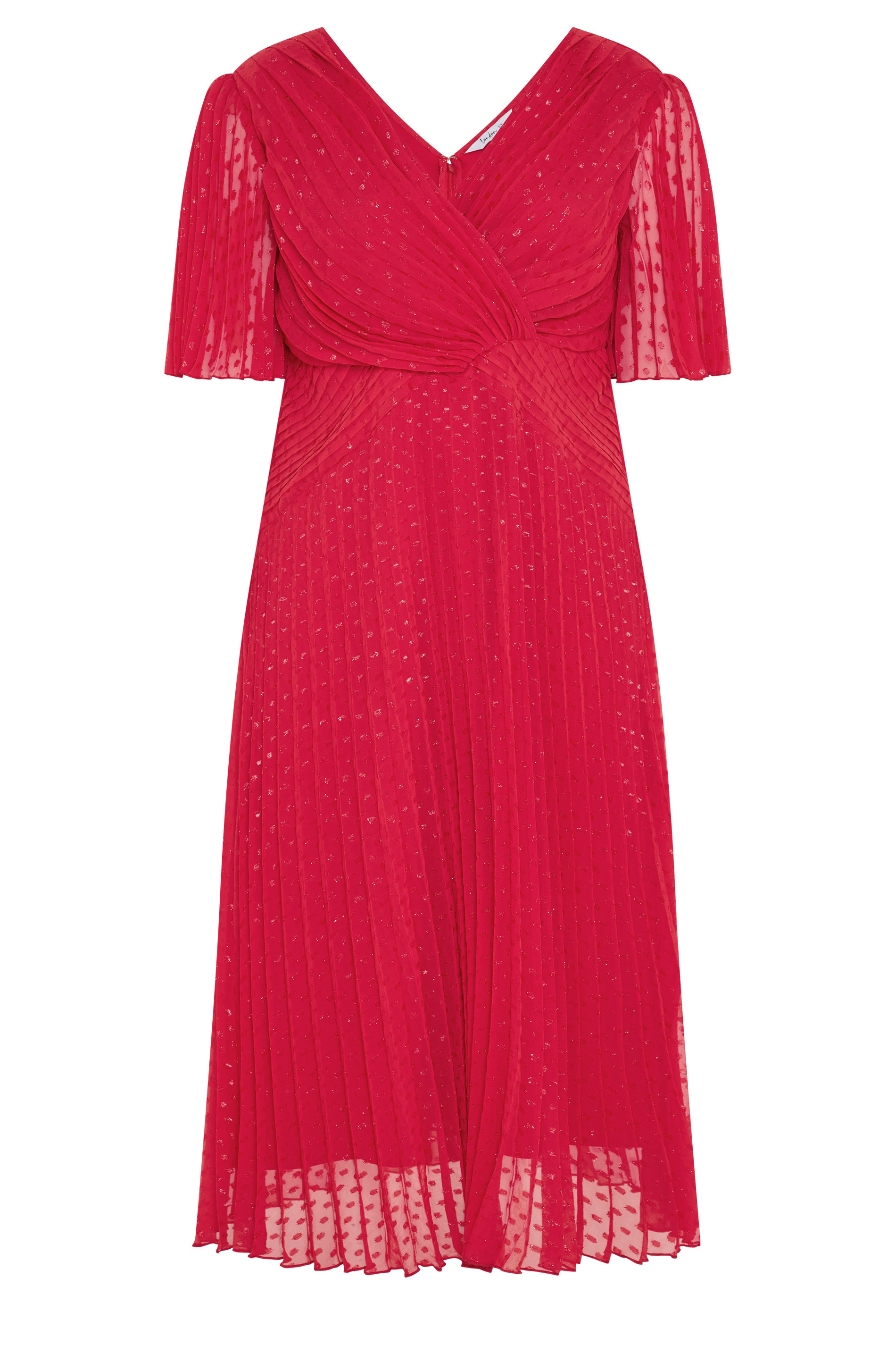 YOURS LONDON Plus Size Red Chocolate Brown Metallic Dobby Wrap Dress | Yours Clothing 5