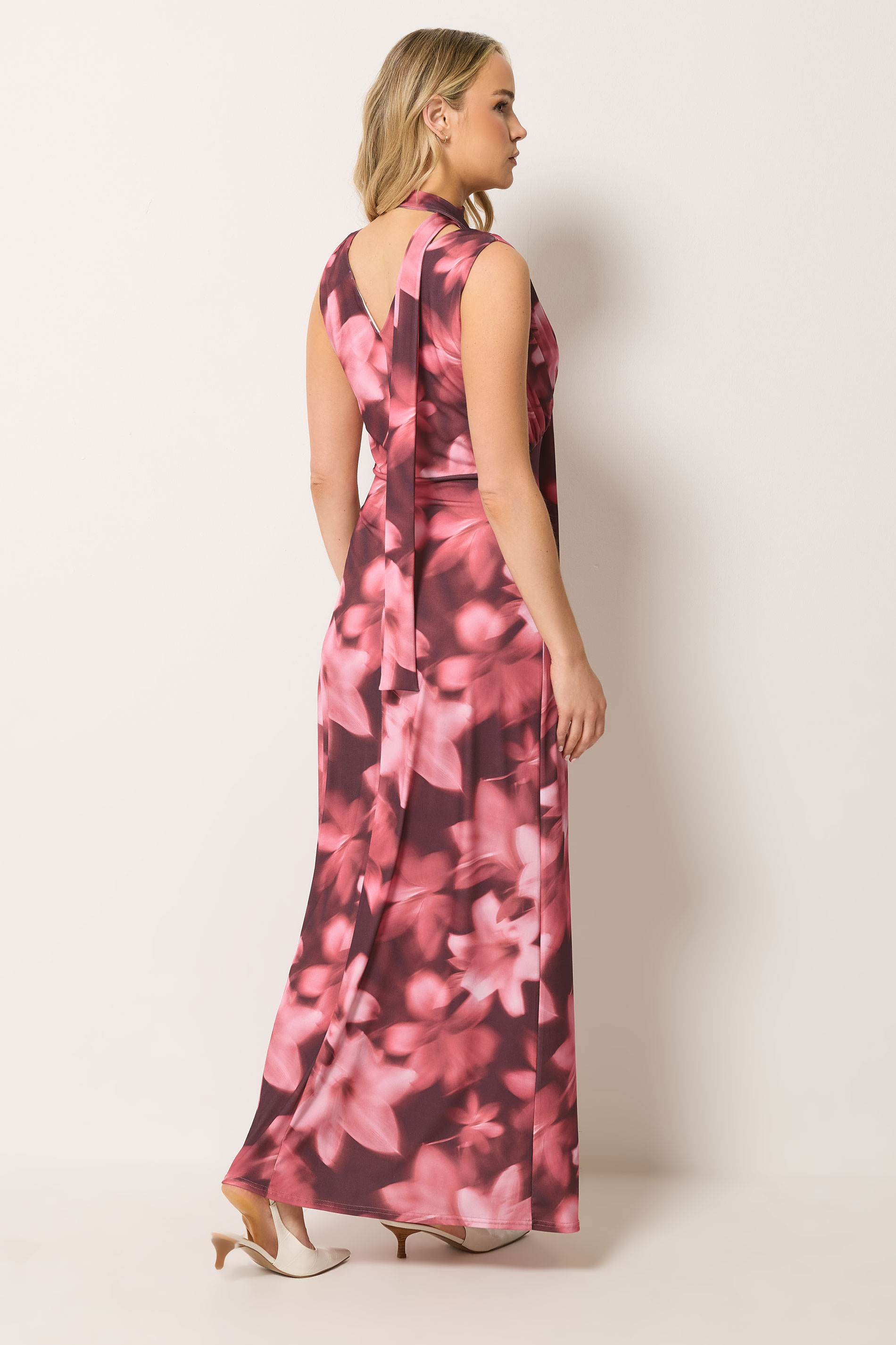 LTS Tall Women's Pink Floral Scarf Detail Maxi Dress | Long Tall Sally 4
