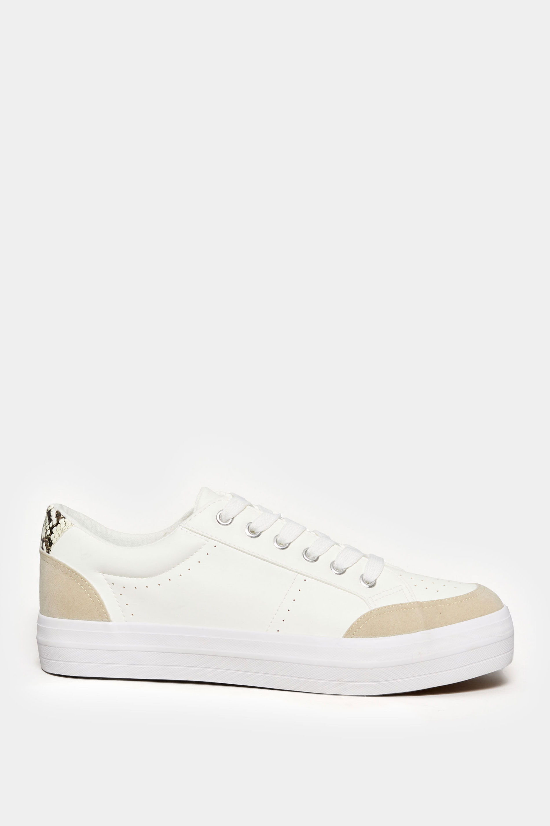 White Snake Print Trainers In Wide E Fit | Yours Clothing 3