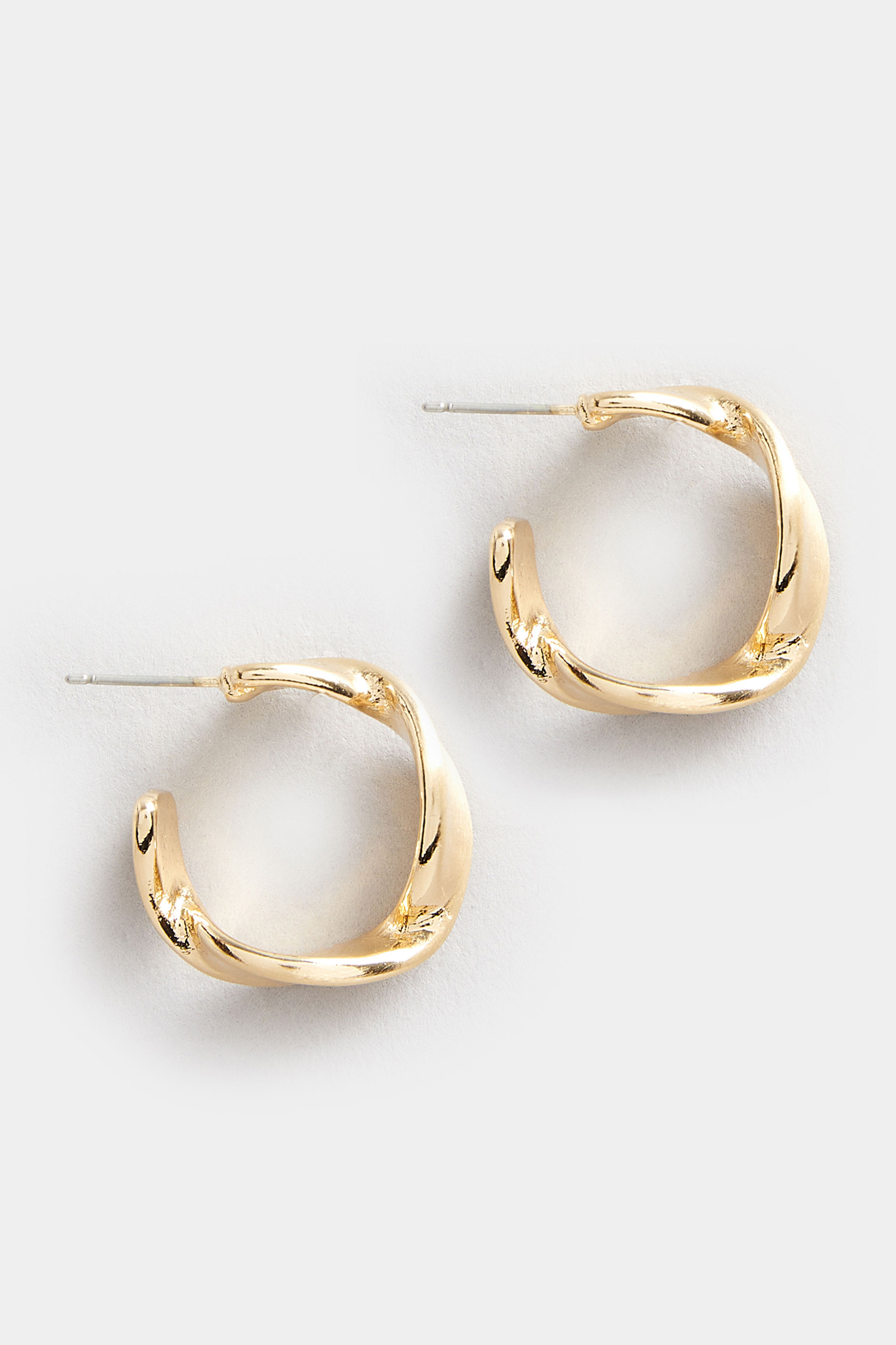 Gold Tone Twist Hoop Earrings | Yours Clothing 3