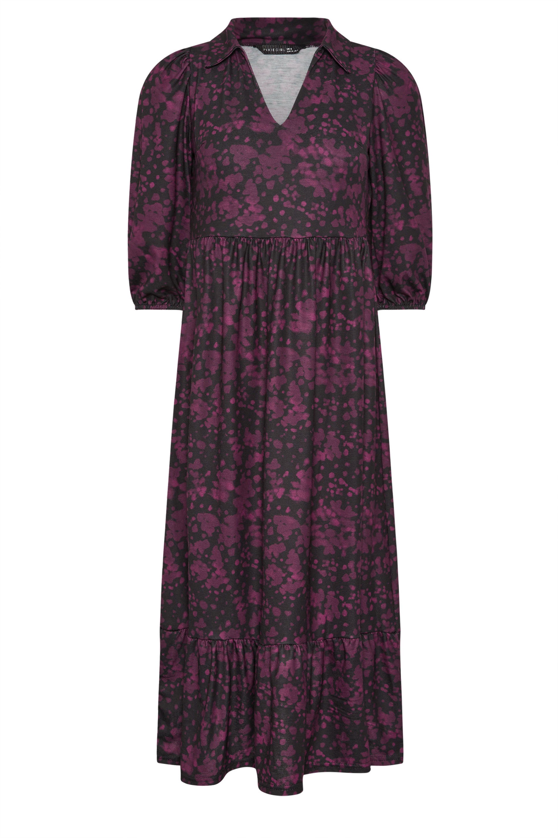 PixieGirl Petite Women's Burgundy Red Abstract Midi Dress | PixieGirl 5
