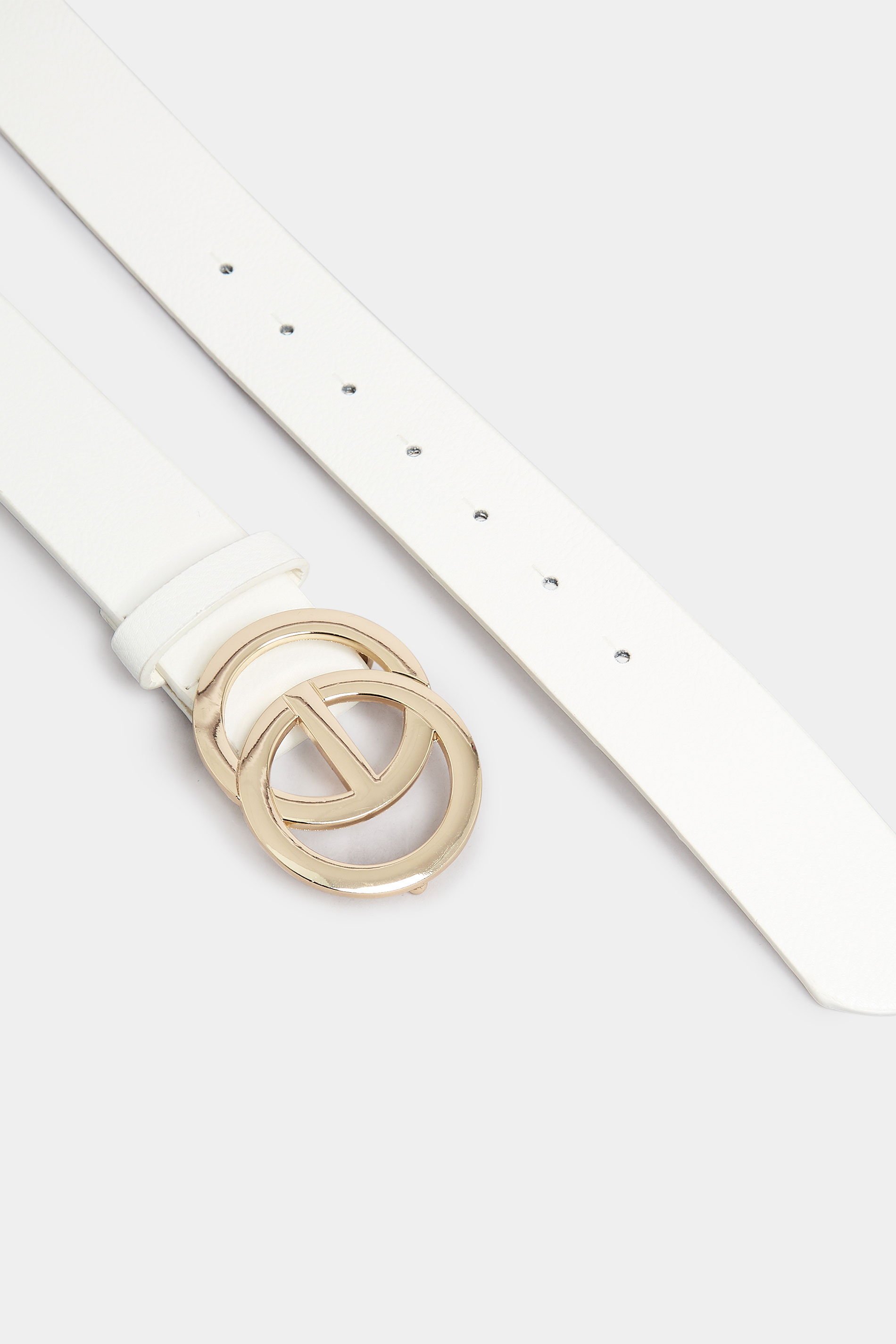 White Double Ring Faux Leather Belt | Yours Clothing 3