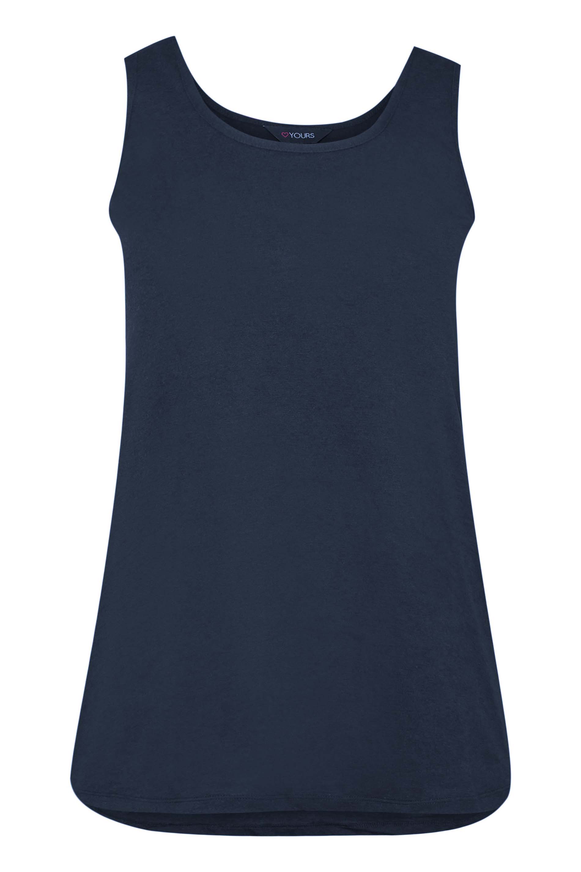YOURS 3 PACK Curve Navy Blue & Black Core Vest Tops | Yours Clothing 12