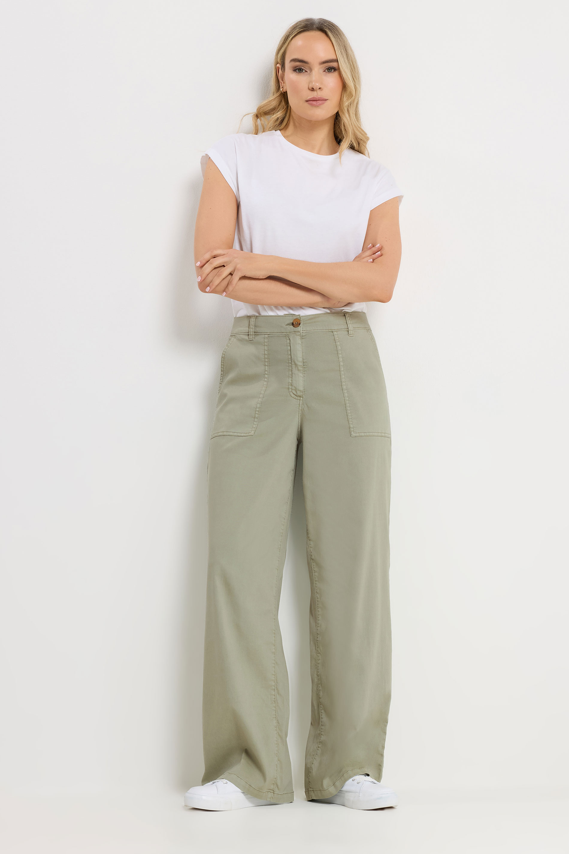 LTS Tall Women's Sage Green Wide Leg Trousers | Long Tall Sally 3