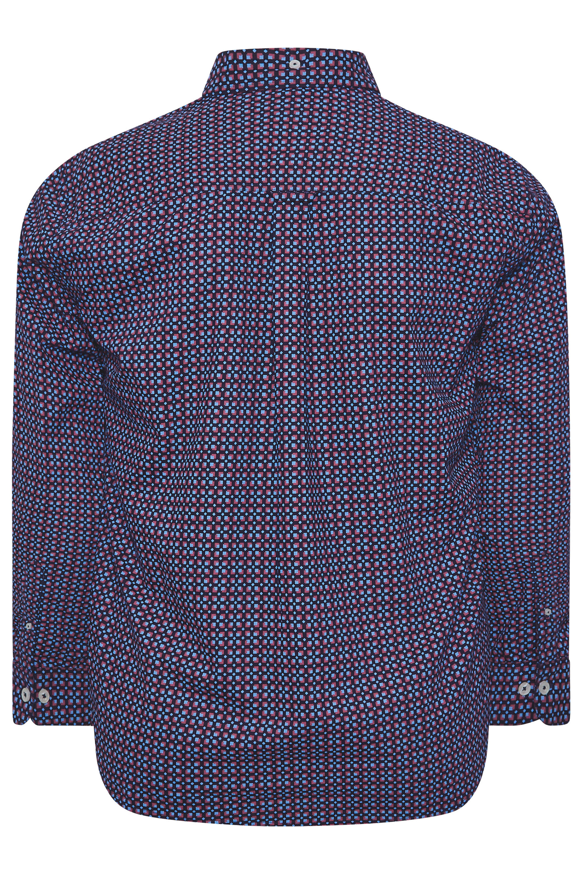BadRhino Big & Tall Navy Blue Geometric Print Party Shirt | BadRhino 5