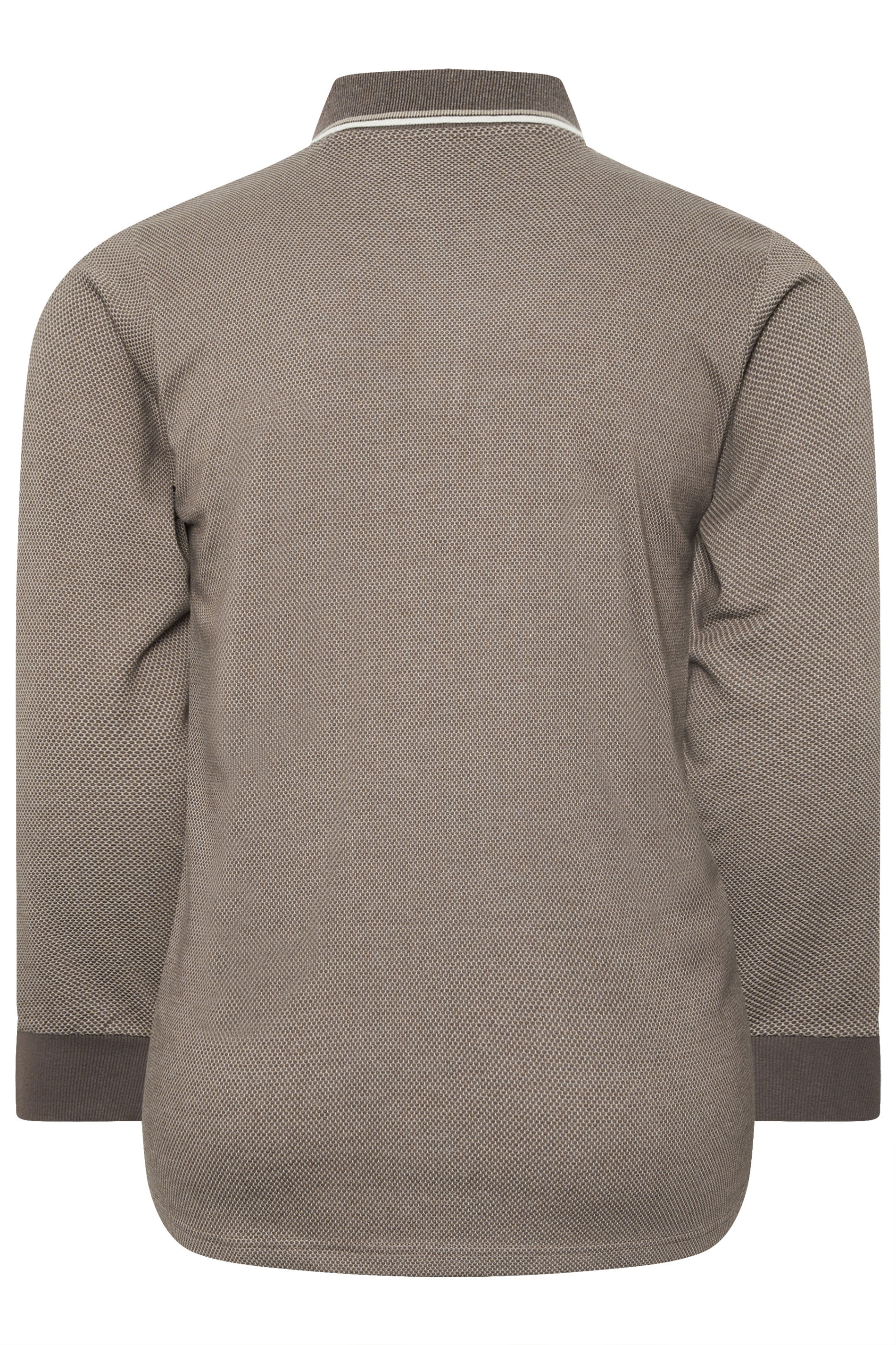 BadRhino Big & Tall Brown Textured Waffle Long Sleeve Polo Shirt | BadRhino 6