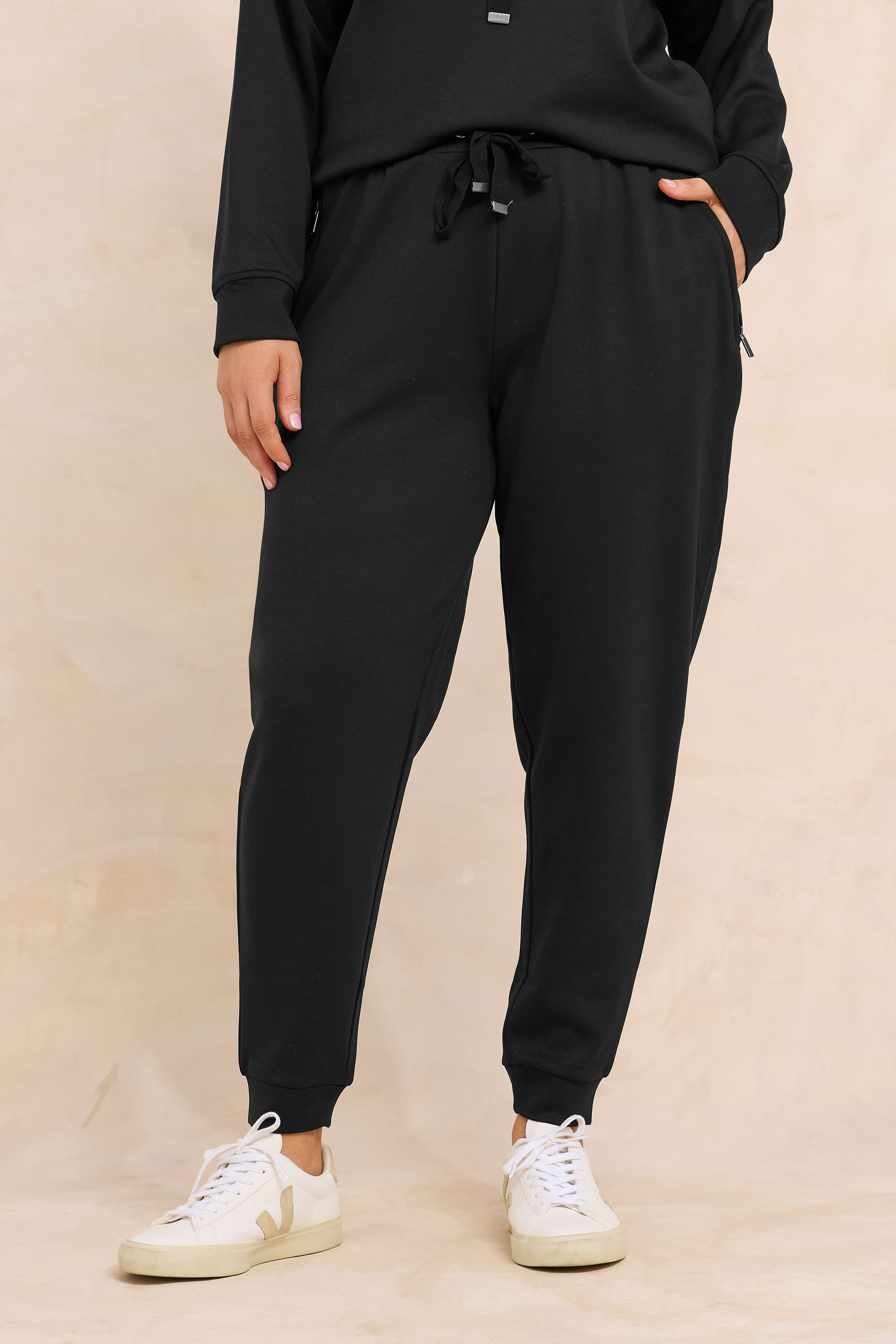 EVANS Plus Size Black Luxe Zip Pocket Joggers | Evans  3