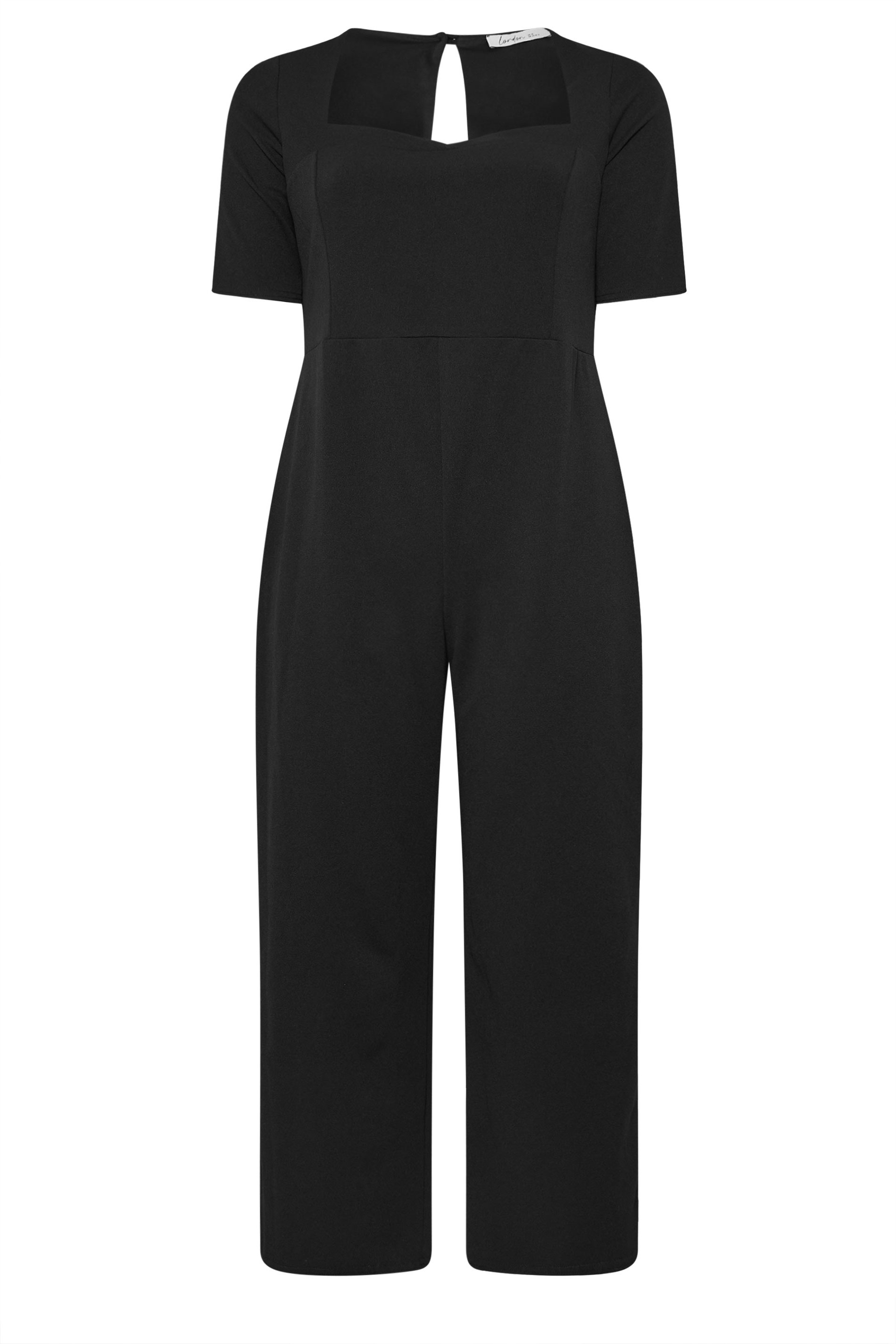 YOURS LONDON Plus Size Black Sweetheart Neck Jumpsuit | Yours Clothing 5