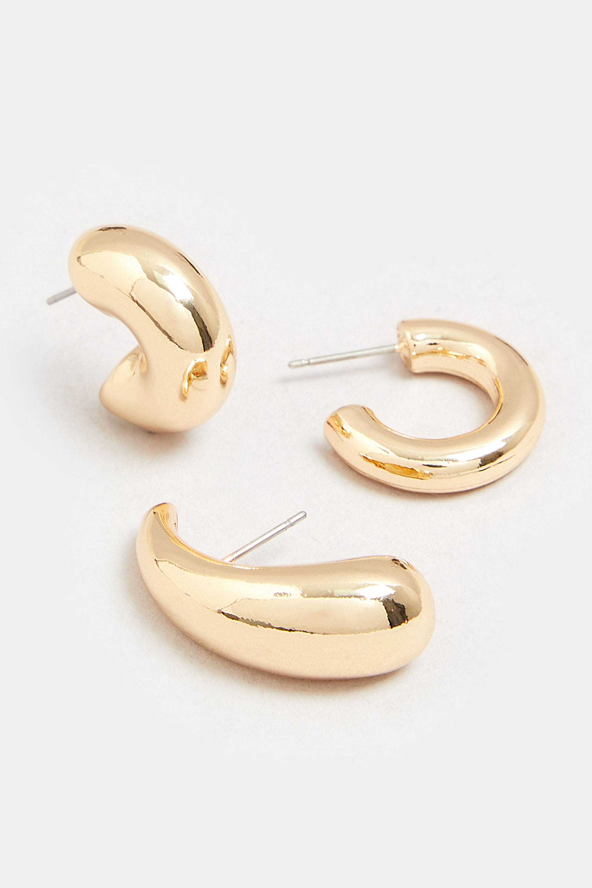 YOURSET 3 PACK Gold Tone Teardrop Earring Set | Yours Clothing 4