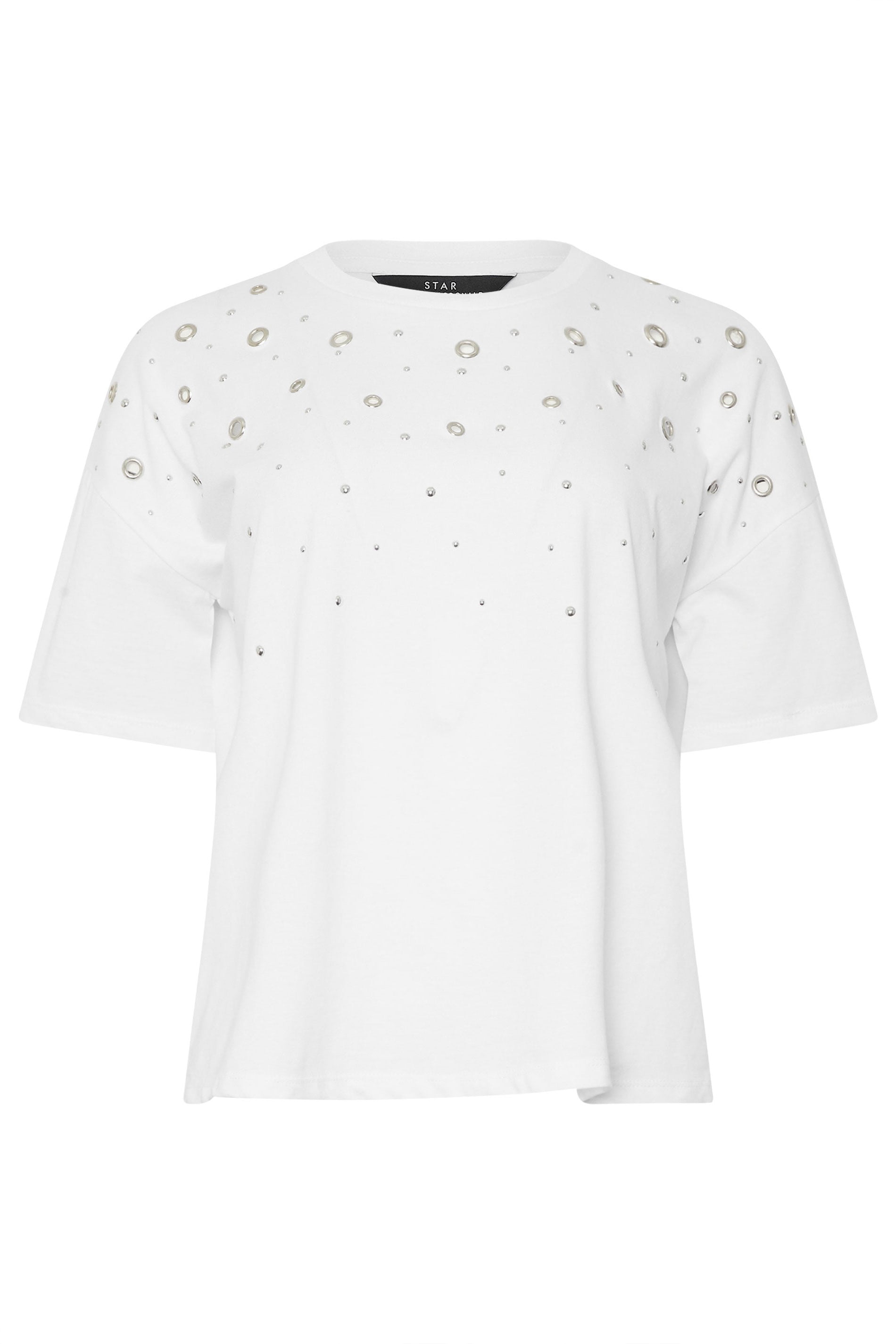 STAR White Eyelet Detail Short Sleeve T-Shirt | StarByJM 6