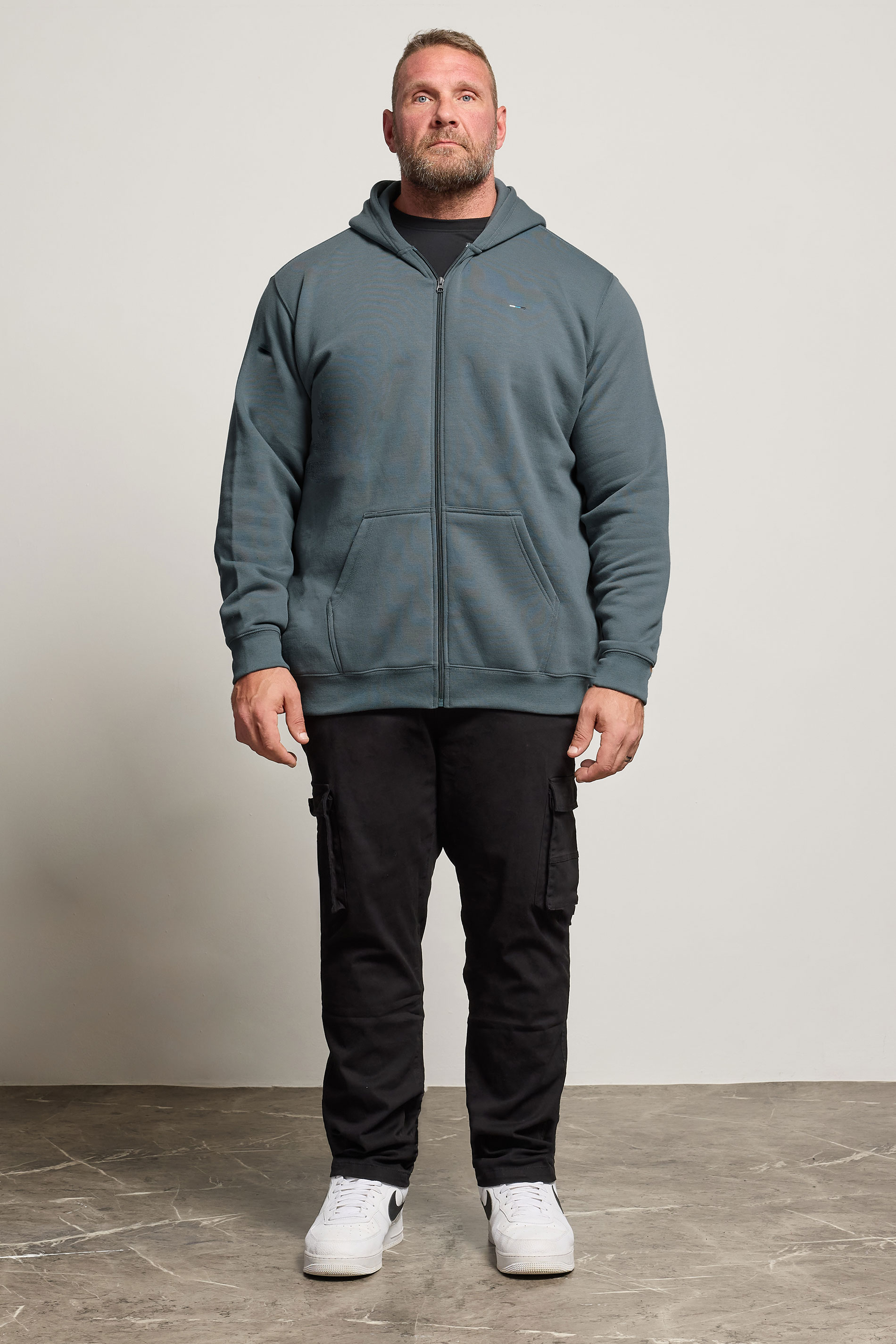 BadRhino Big & Tall Storm Blue Zip Through Hoodie | BadRhino 1